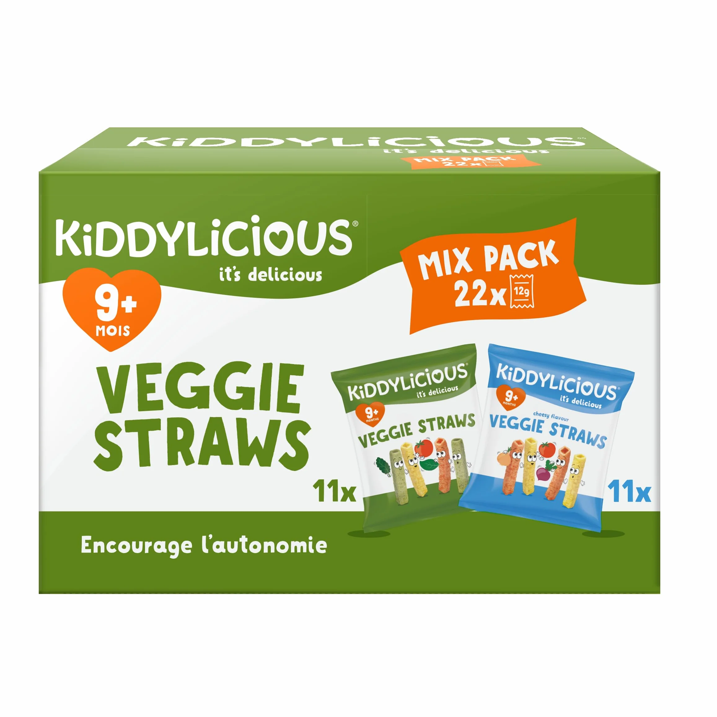 Kiddylicious Veggie Straws Paquet Assortiment 22x12g 264g