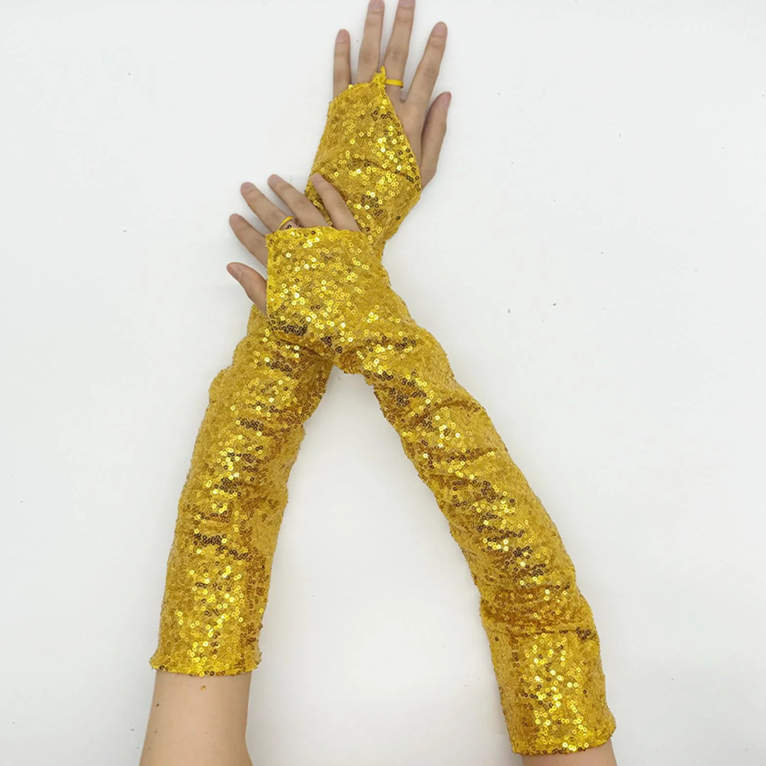 Gants longs réfléchissants à paillettes confortables pour fêtes costumées