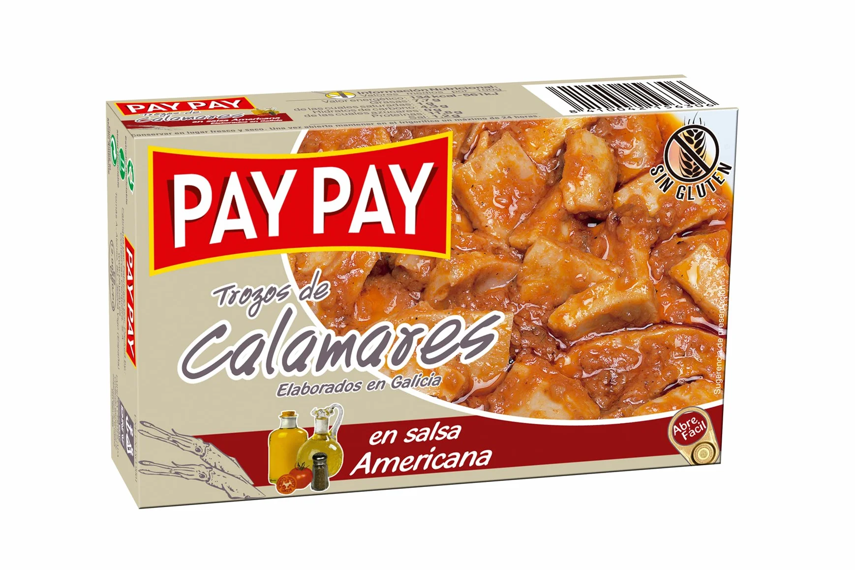 Lot de 10 boites de bouts calamars en sauce américaine de marque pay pay