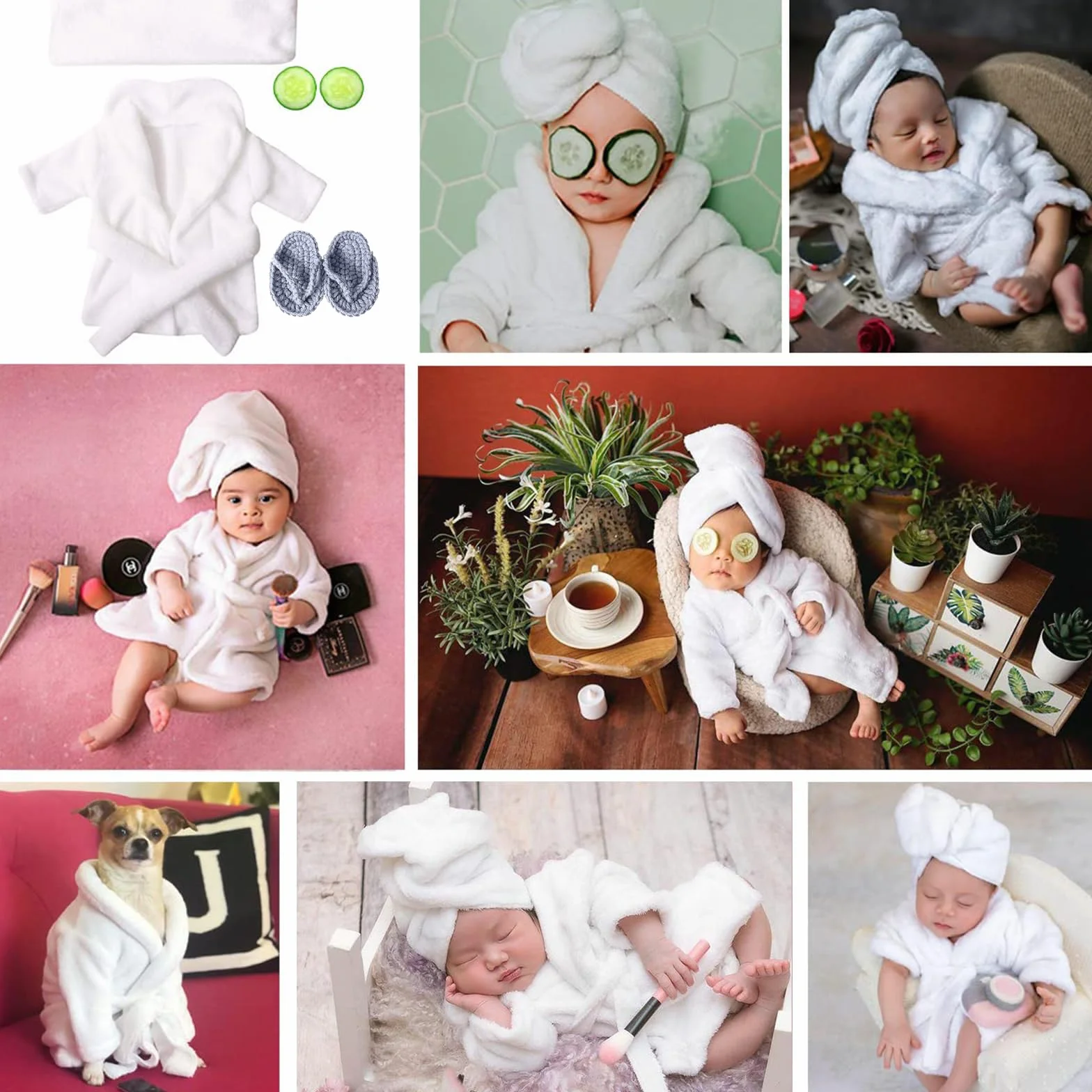 Lot de 6 Nouveau-Né Photographie Prop Violette Vêtements Pantoufles Concombre pour Bébés