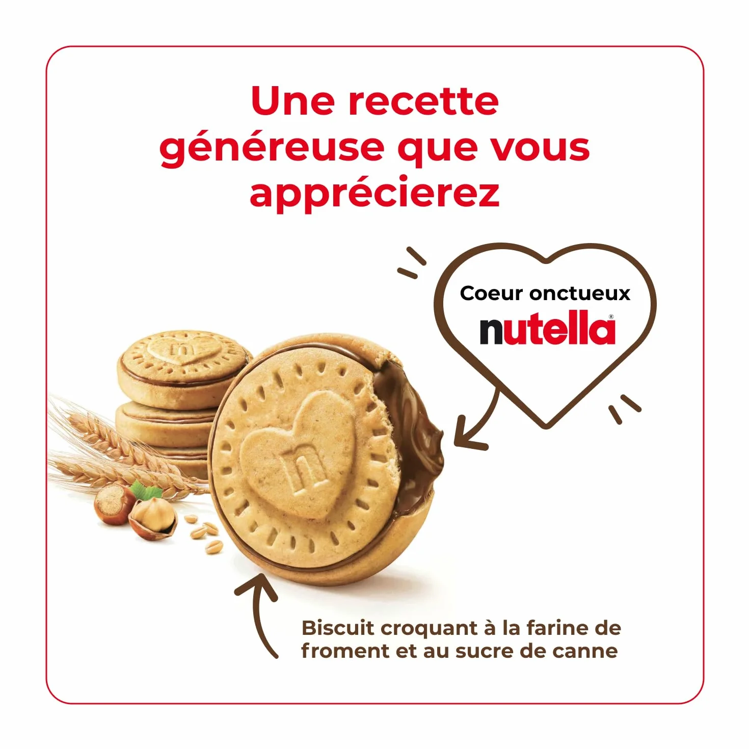 Nutella Biscuits - Biscuit Croquant et Fourré à la Pâte à Tartiner Nutella - Format Familial pour le Goûter - 28 x 3 x 41,4g