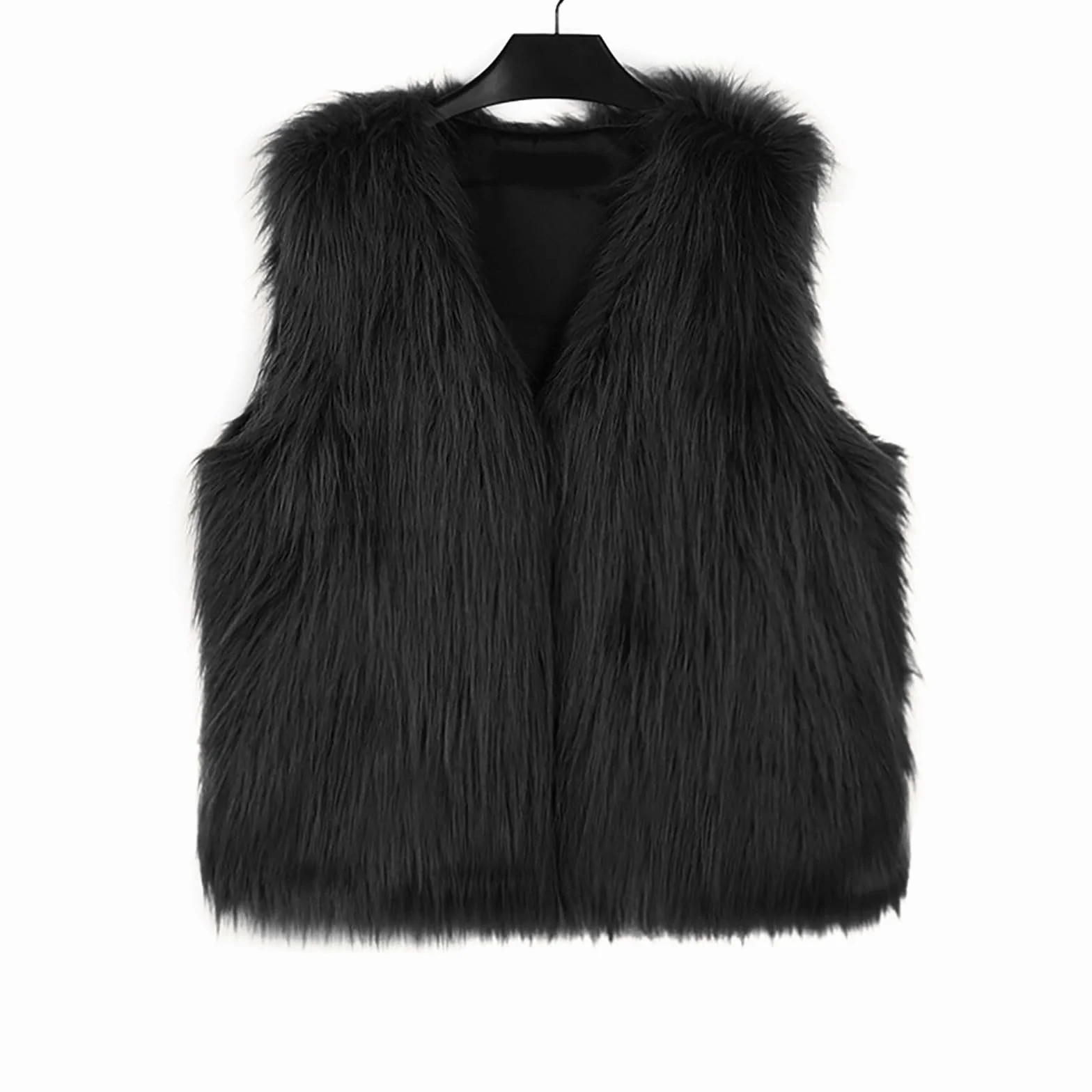 Gilet en fausse fourrure pour femme - Manteau d'hiver chaude sans manches col en V