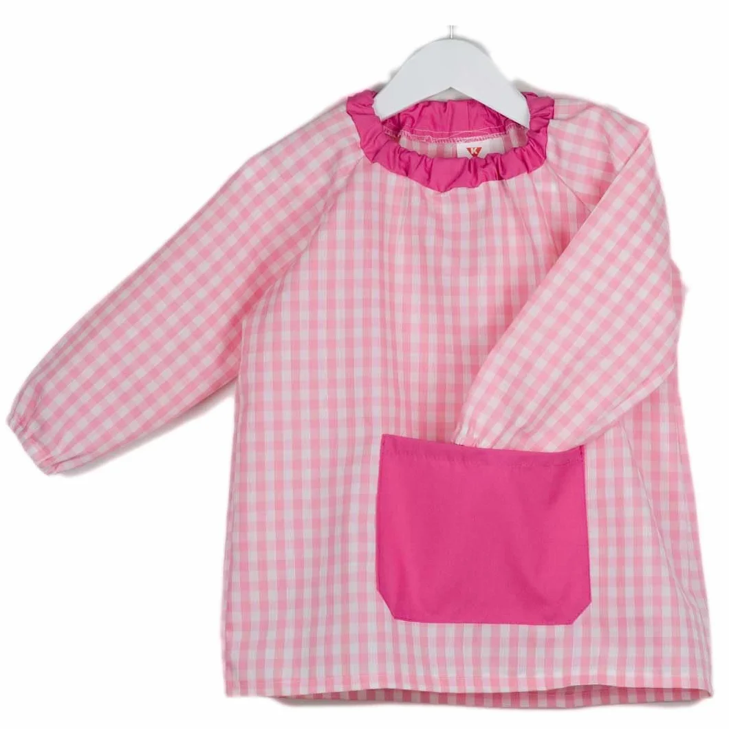 Tablier Blouse sans Boutons pour Enfants à Carreaux École Travaux Manuels