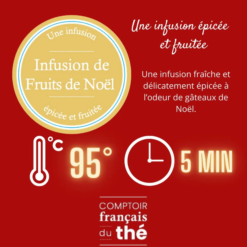 Tisanière rouge + 5x20g de Thés et Infusions de Noël assortis | Cadeau Original pour Noël COMPTOIR FRANÇAIS DU THÉ