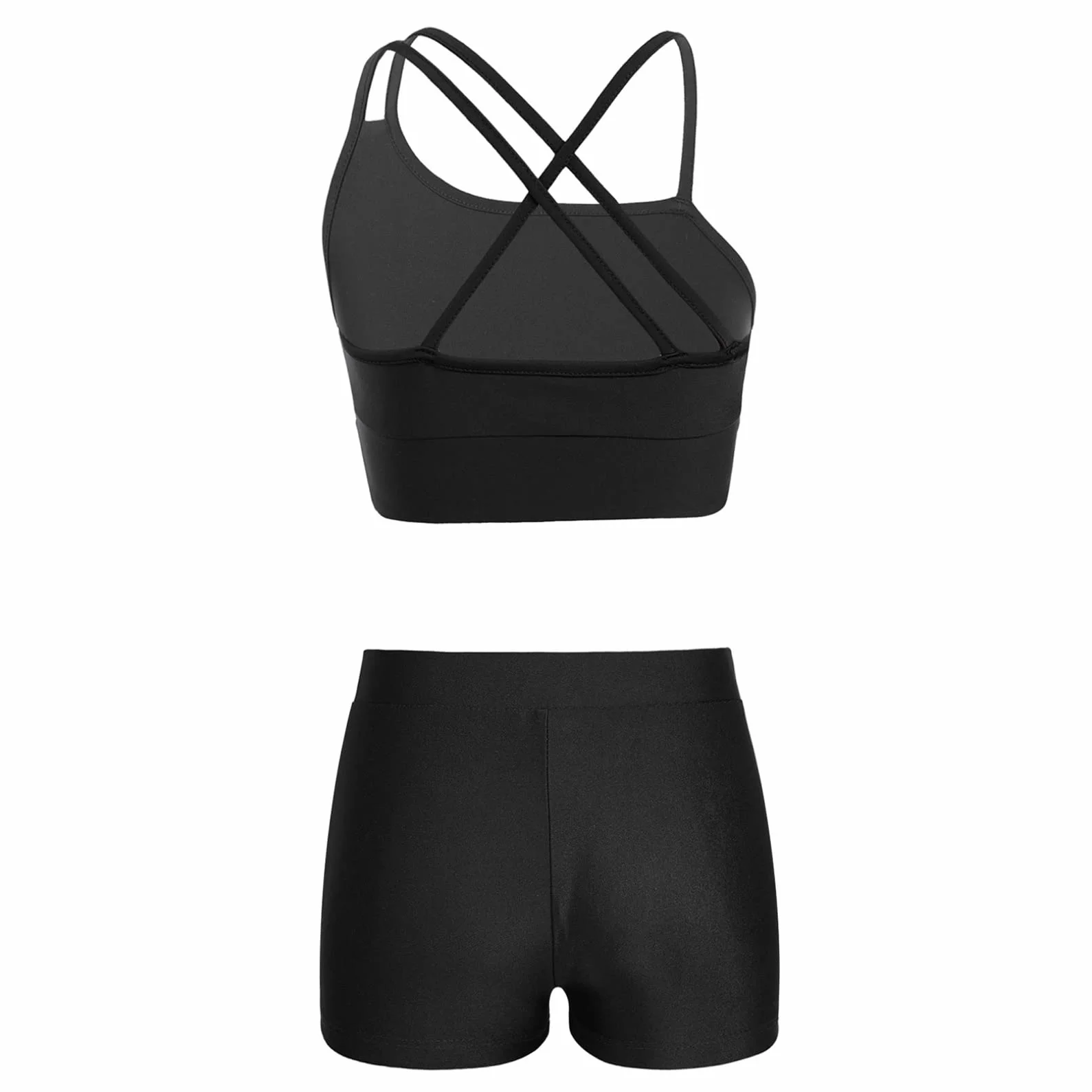 FEESHOW Ensemble Sport Enfant Fille Débardeur sans Manche Brassière Crop Top Short Bain Natation