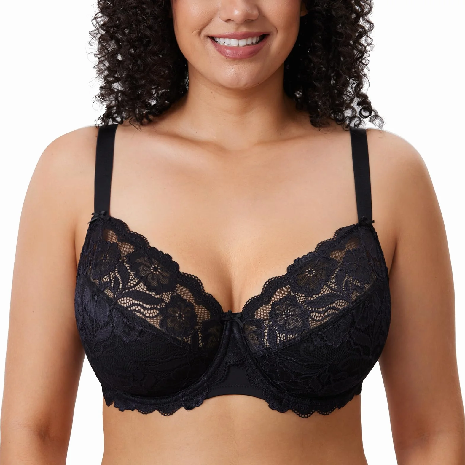 DELIMIRA Femme Soutien Gorge Grande Taille Dentelle Armature sans Rembourré