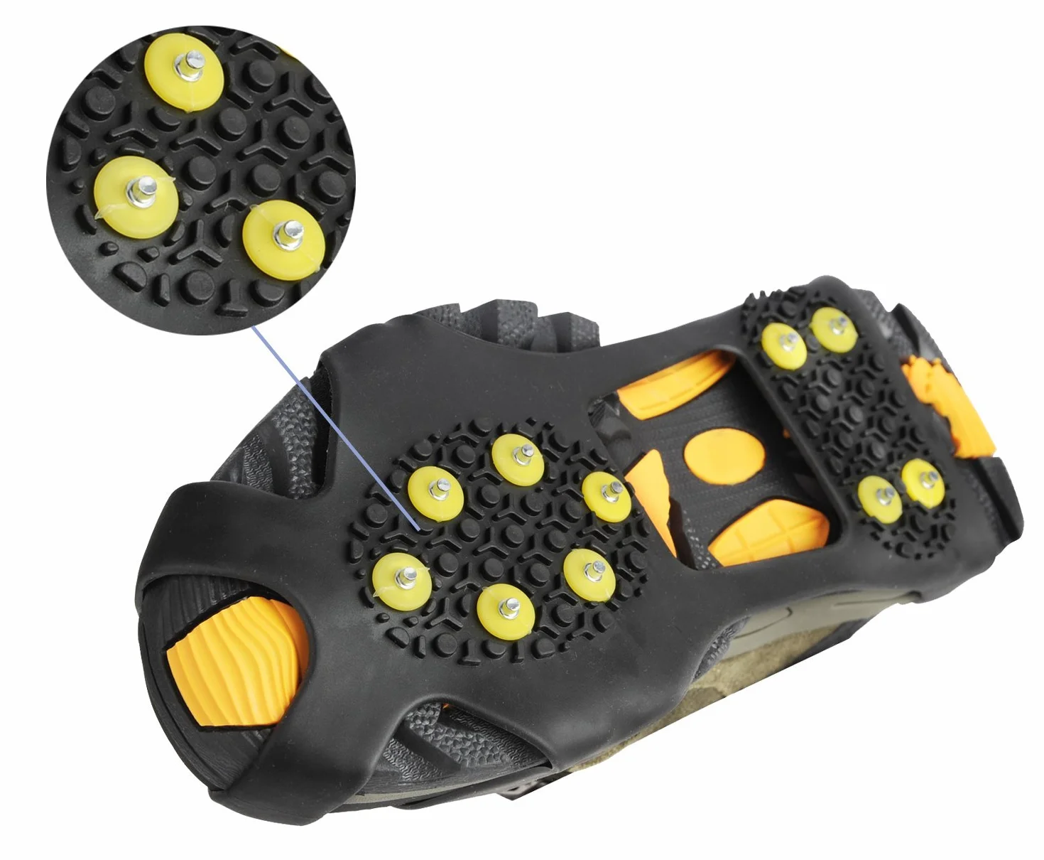 Ice Grippers Chaussures Crampons Traction avec 10 Goujons en Acier pour Bottes en Caoutchouc Neige