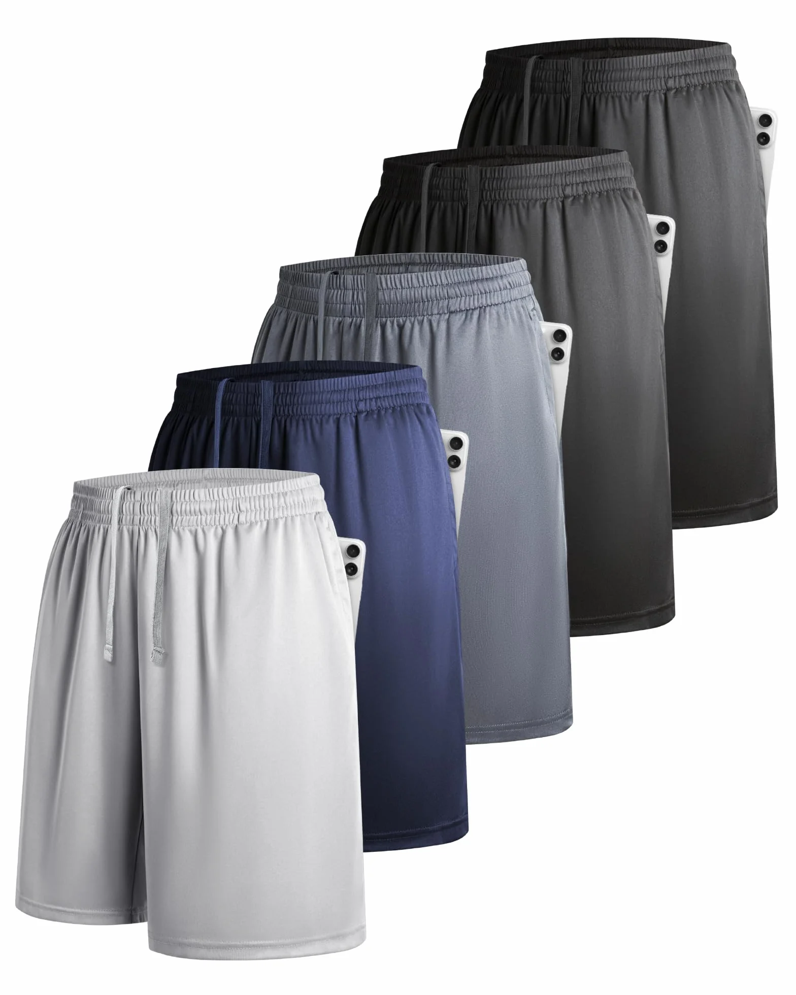 Shorts de Sport pour Homme Lot de 5 avec Poches Ceinture élastique Séchage Rapide