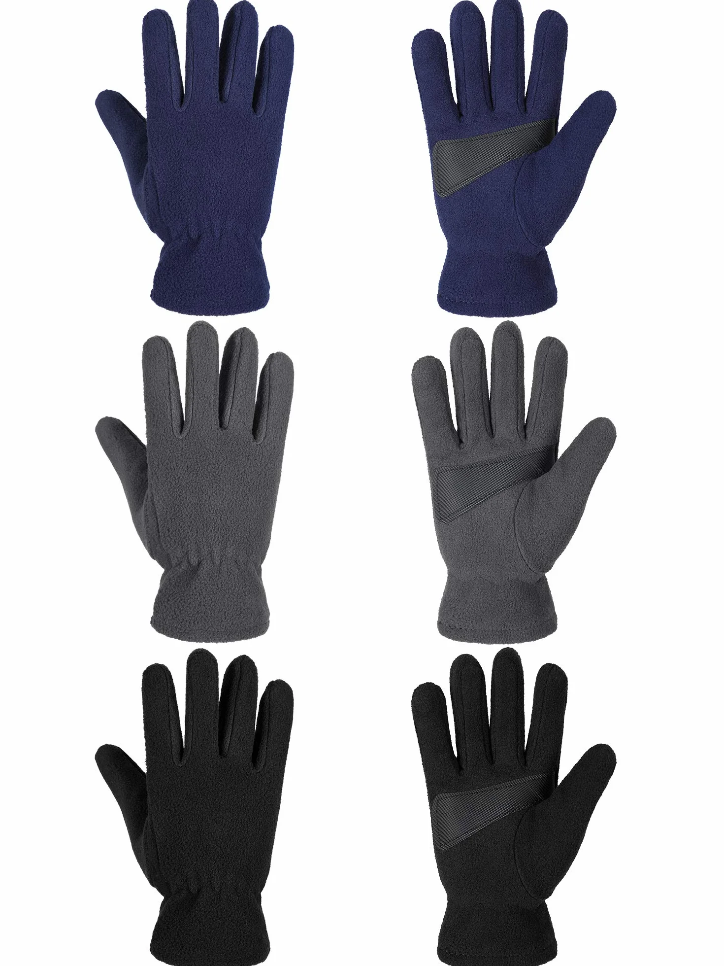 Syhood 3 Paires Gants Chauds d'Hiver Enfants Gants en Polaire Douce Mitaines pour Garçons Filles Noir Bleu Marine Gris M