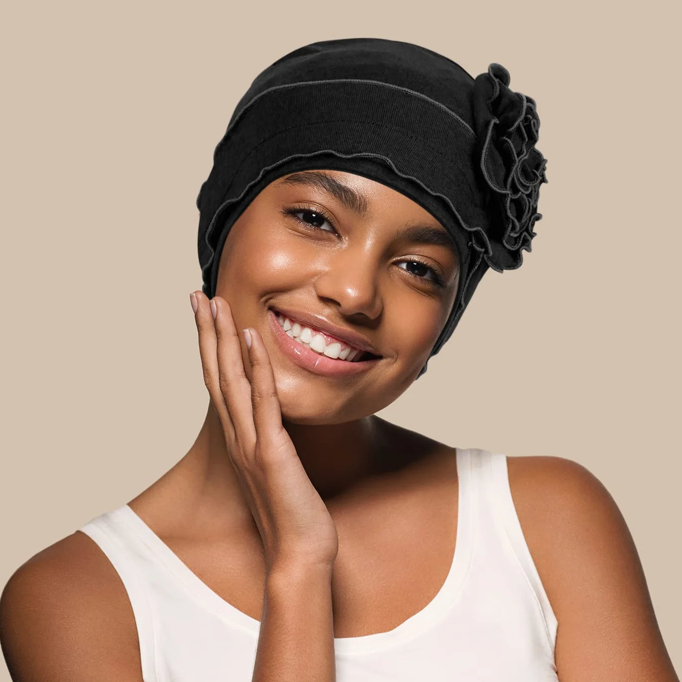 Bonnets en Coton pour Chimiothérapie Femme, Couvre-Chef Respirant Élastique pour Perte de Cheveux
