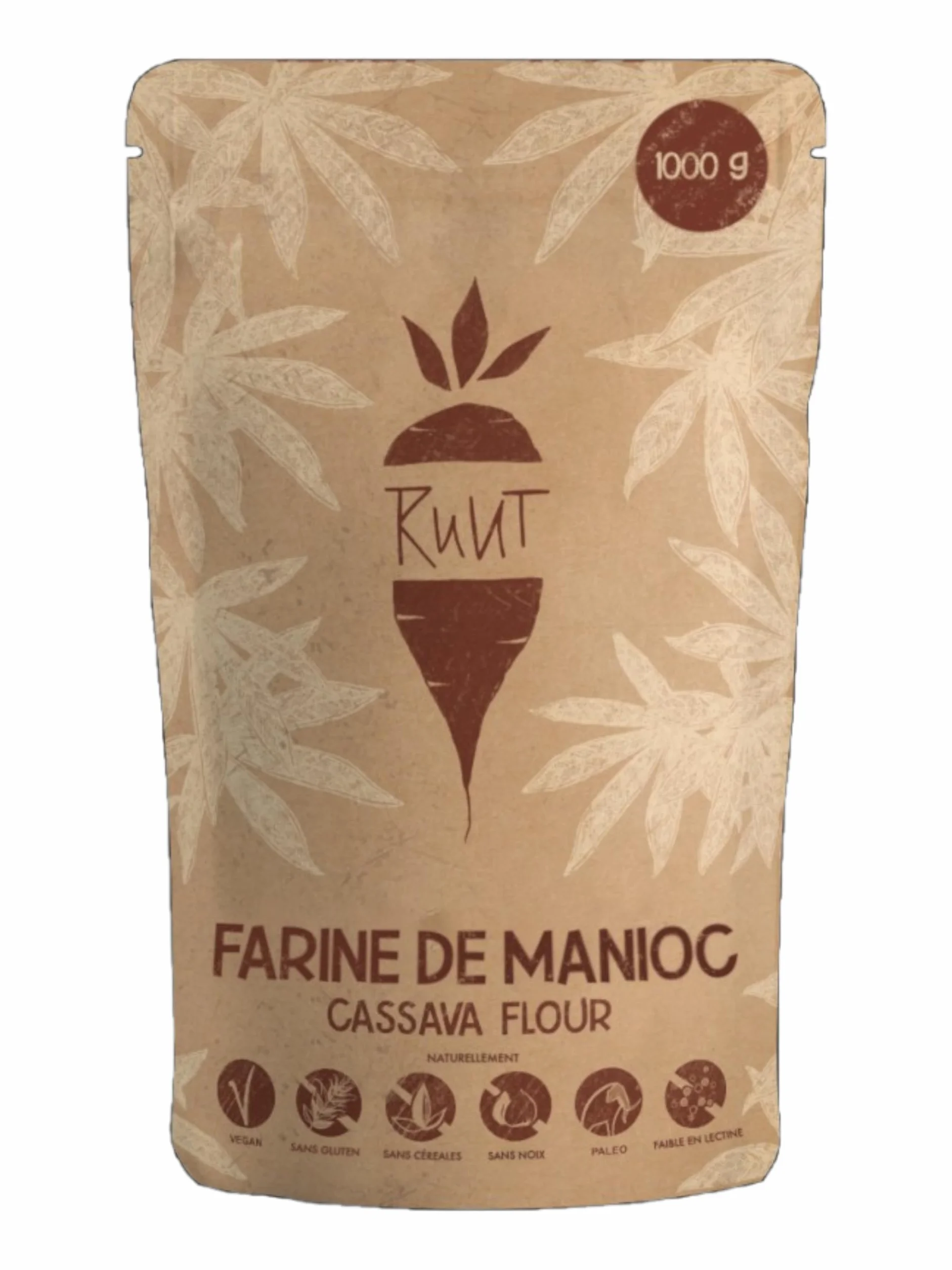 Ruut Farine de Manioc 1kilo / 100% Naturelle – Farine sans Gluten – Paléo, Végétalien – Cuisson sans Noix ni Céréales – Convient au Protocole AIP – Faible en FODMAP – Substitut farine sans Additifs