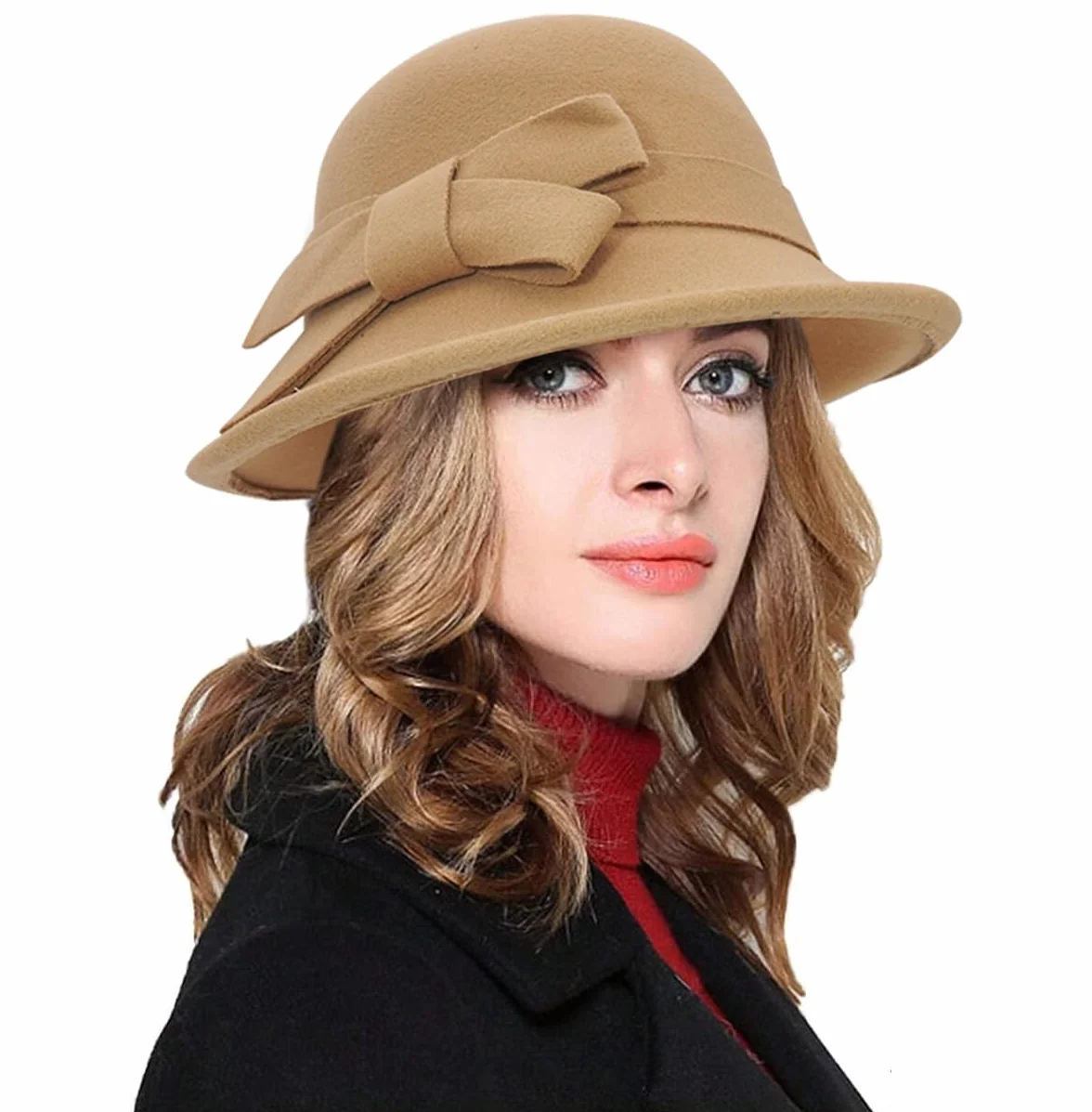 MESU Chapeau Cloche en Feutre Vintage Années 1920 Bords Courbés