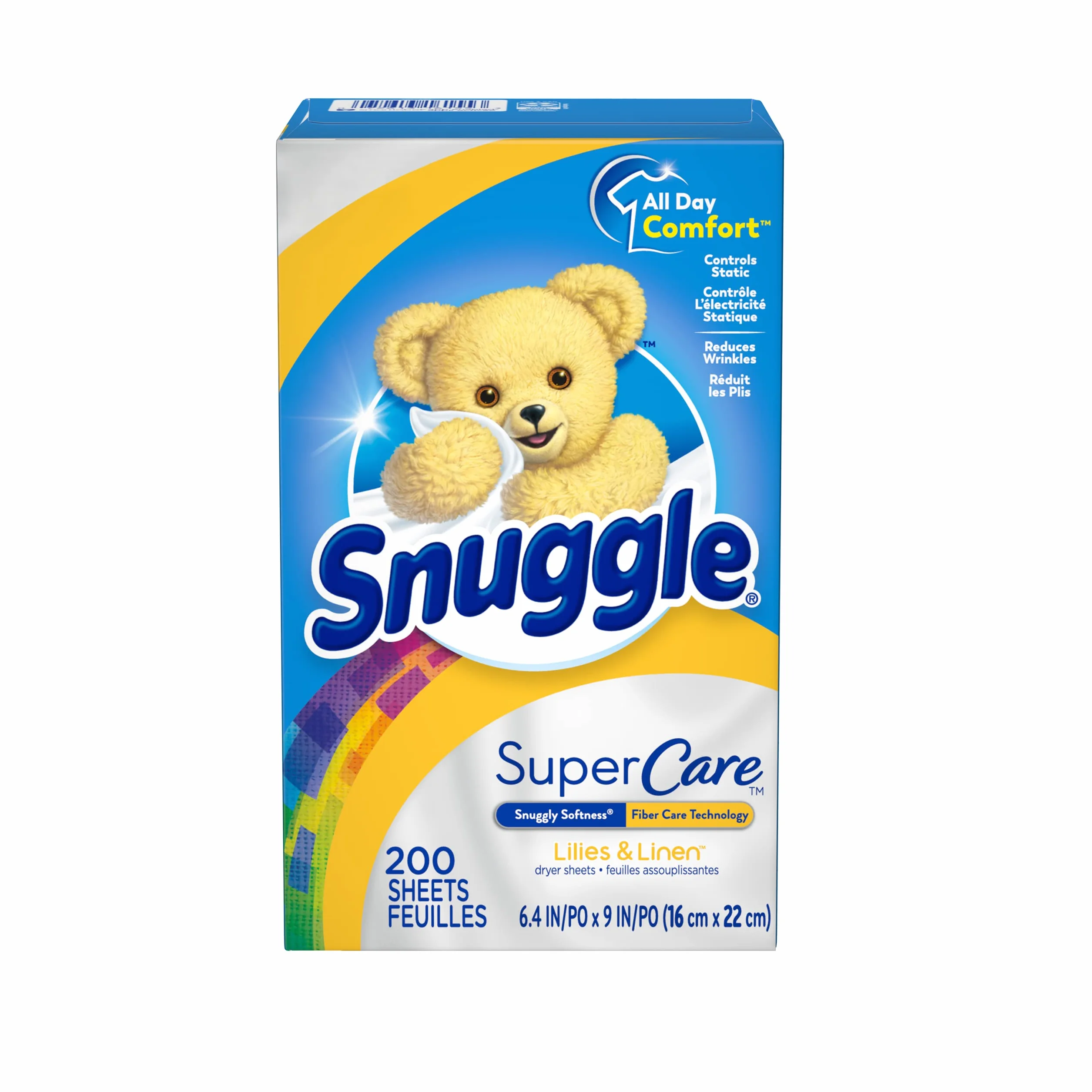 Snuggle SuperCare Lot de 200 feuilles assouplissantes pour sèche-linge Motif lys et lin