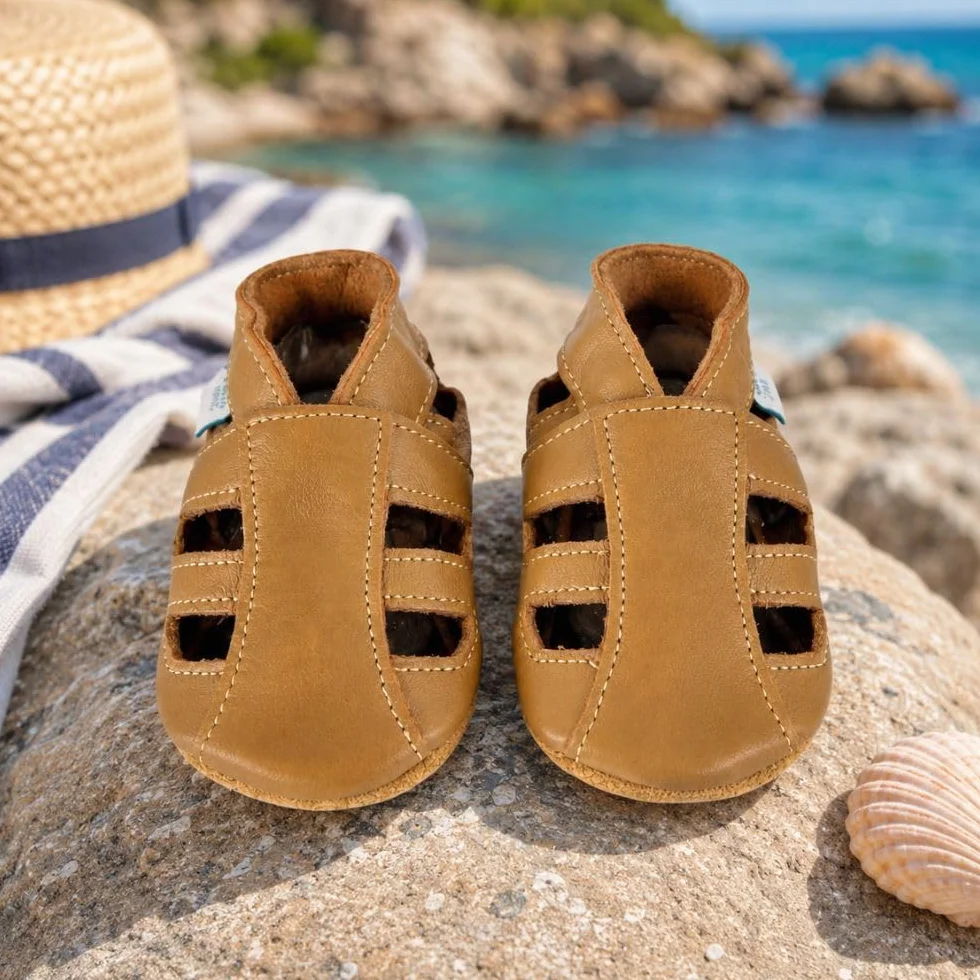 Dotty Fish Sandales Bébé Enfant Cuir Semelle Souple Antidérapante Chaussures Premiers Pas Pieds Nus