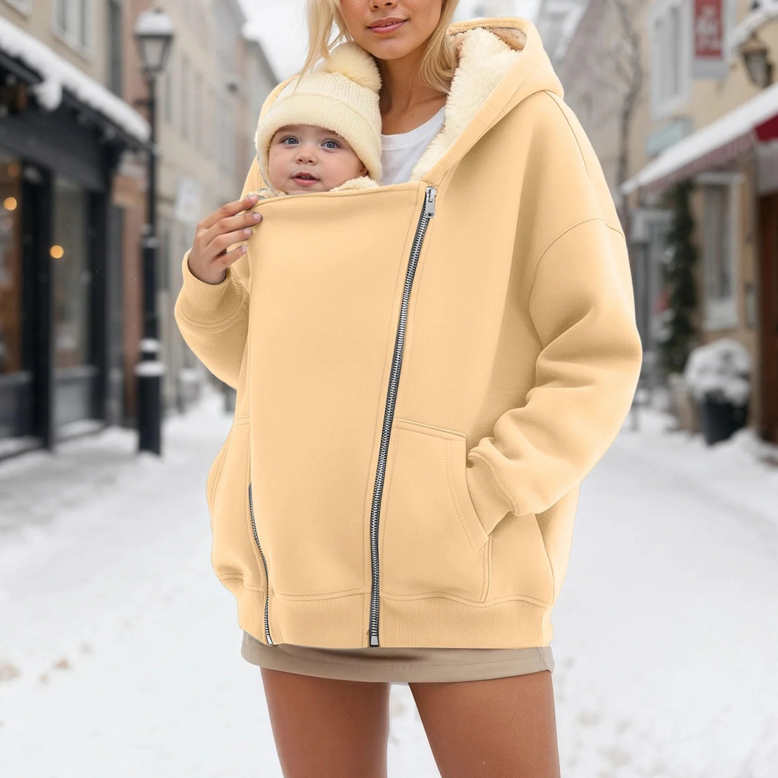 Hanraz Veste de maternité d'hiver 2 en 1 avec empiècement bébé - Manteau de grossesse grande taille
