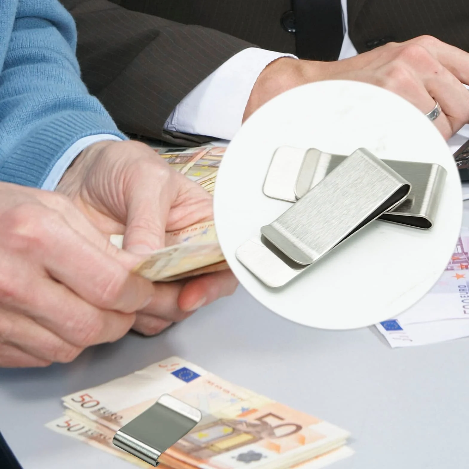 Mince Pince à Billets en Métal 10 Pcs Portefeuille Clips Porte-Cartes Argent