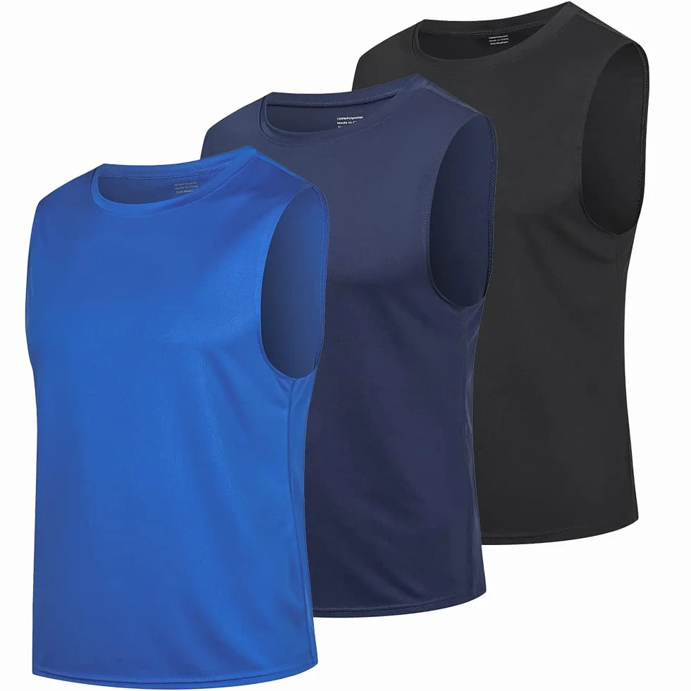 HUAKANG Maillot de Sport sans Manche Séchage Rapide 3 Pack pour Homme Running Gym Fitness