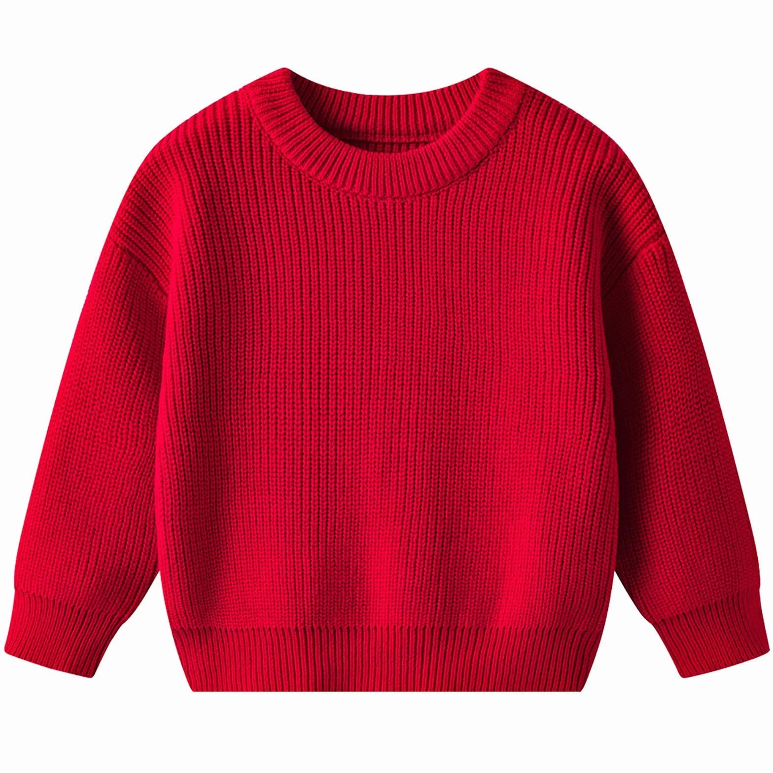Pull chaud en tricot pour enfant - Col rond - Manches longues - Automne Hiver - Doux et confortable