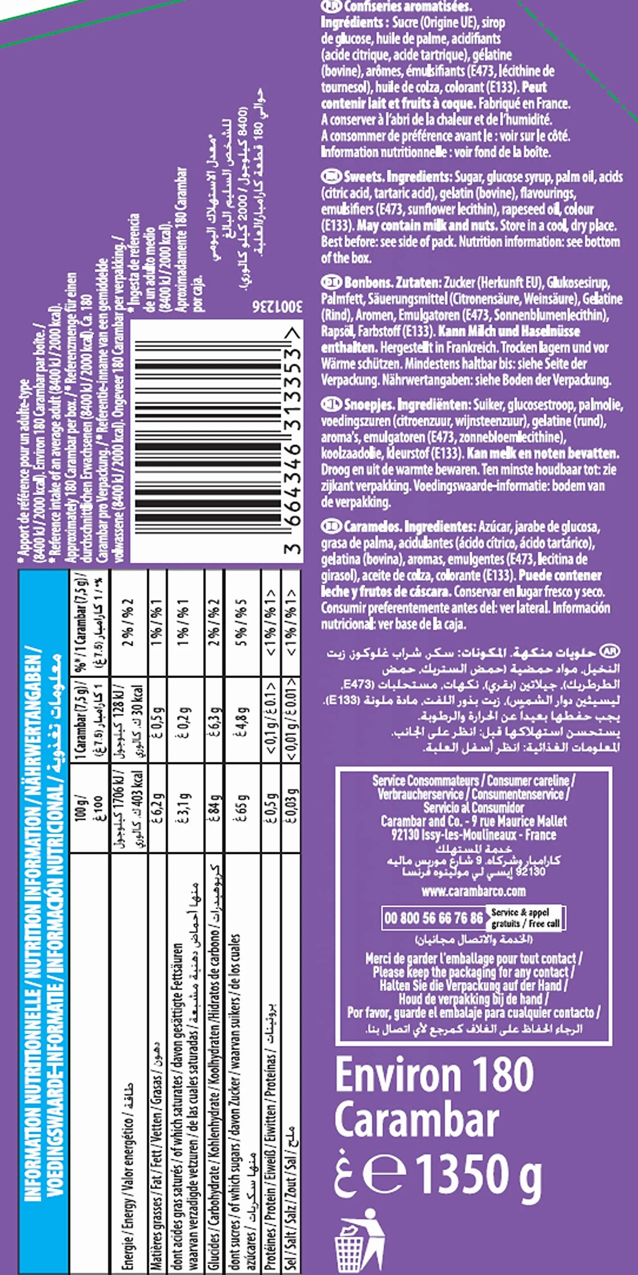 Carambar Bonbons Atomic Boite 180 Pièces