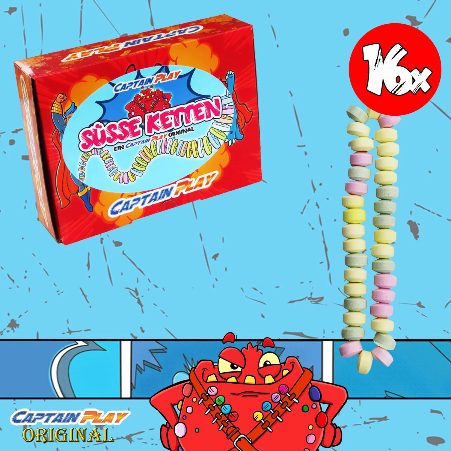 CAPTAIN PLAY Candy Box avec 16 Colliers Sucrés Dextrose
