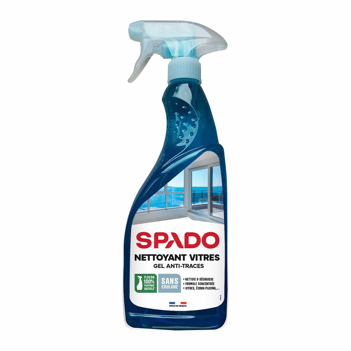 SPADO - Nettoyant vitres en gel - Anti-traces - Anti-pluie - Ne coule pas - Antibuée - pour vitre, miroirs et écran - 750 ML - Fabriqué en France