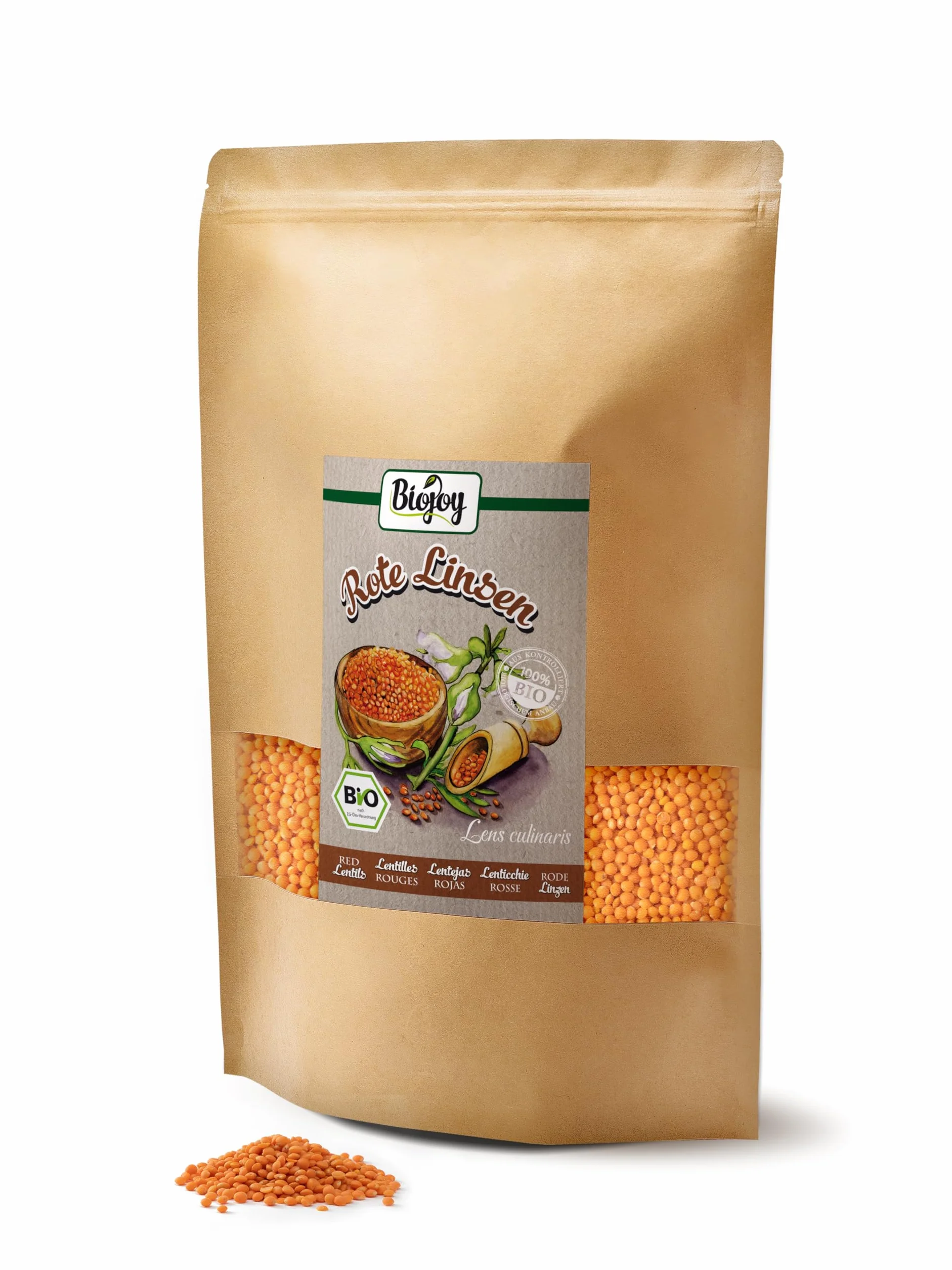 Biojoy Lentilles rouges BIO (2,5 kg), entières, ¨Ballons de football¨