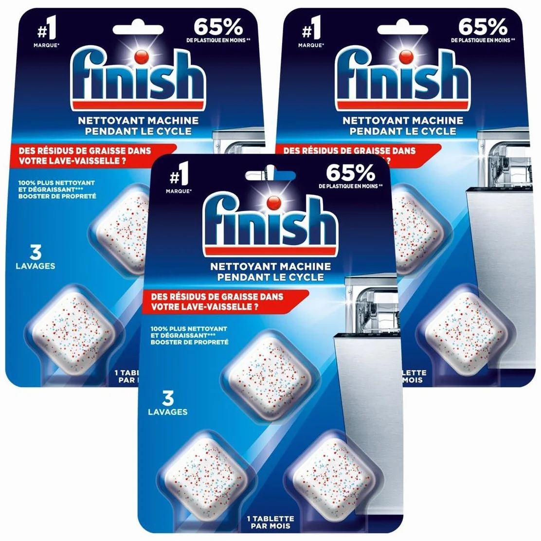 Blister 3 Tablettes Entretien Lave-vaisselle Pendant le Cycle - Lot de 3