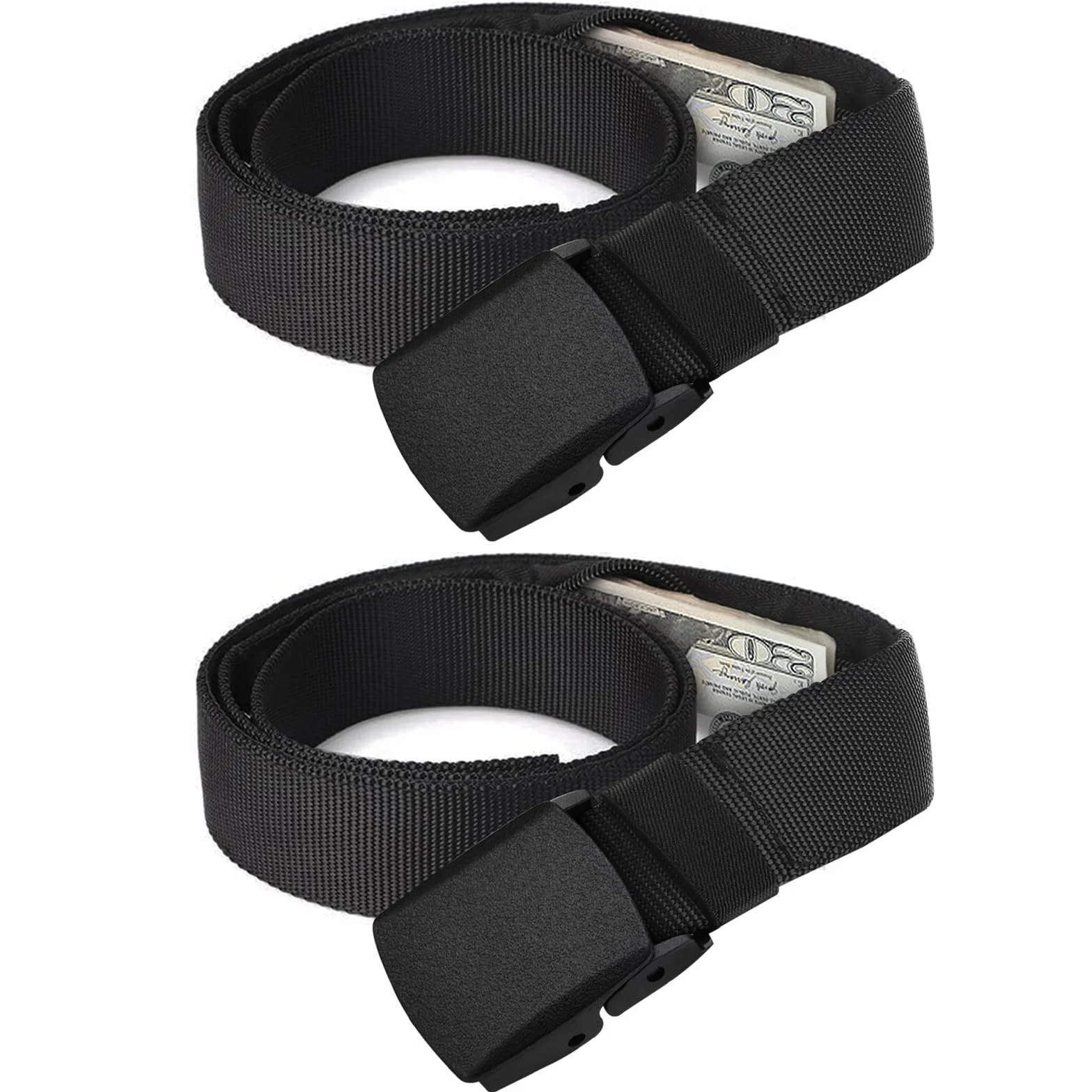 Ceinture de Voyage Porte-Monnaie avec Pochette Secrète, Cache Billets, Noir