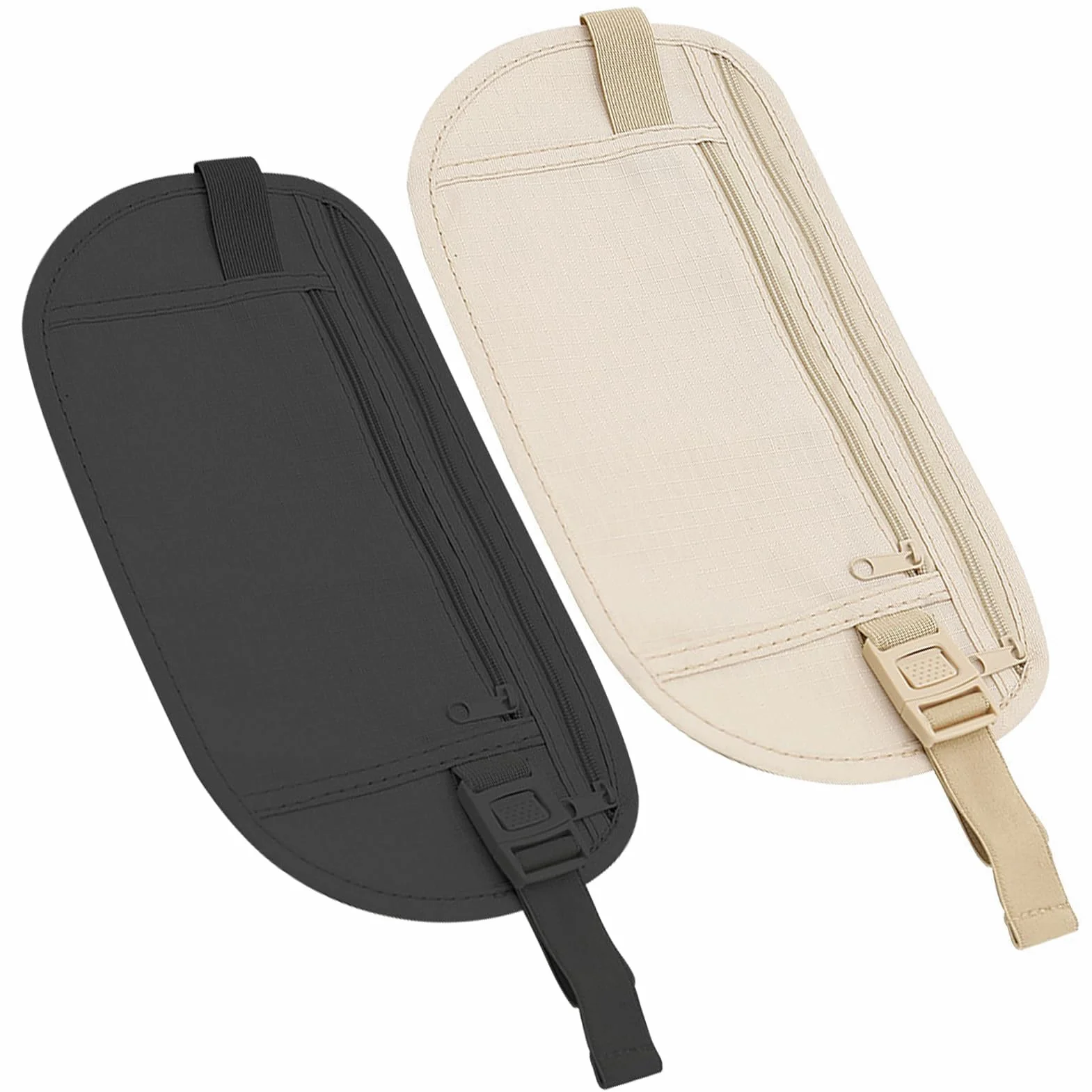 Ceinture Cache Billets RFID avec Pochette Secrète, Sac Banane Plat Ultralégère Réglable pour Homme Femme Voyage