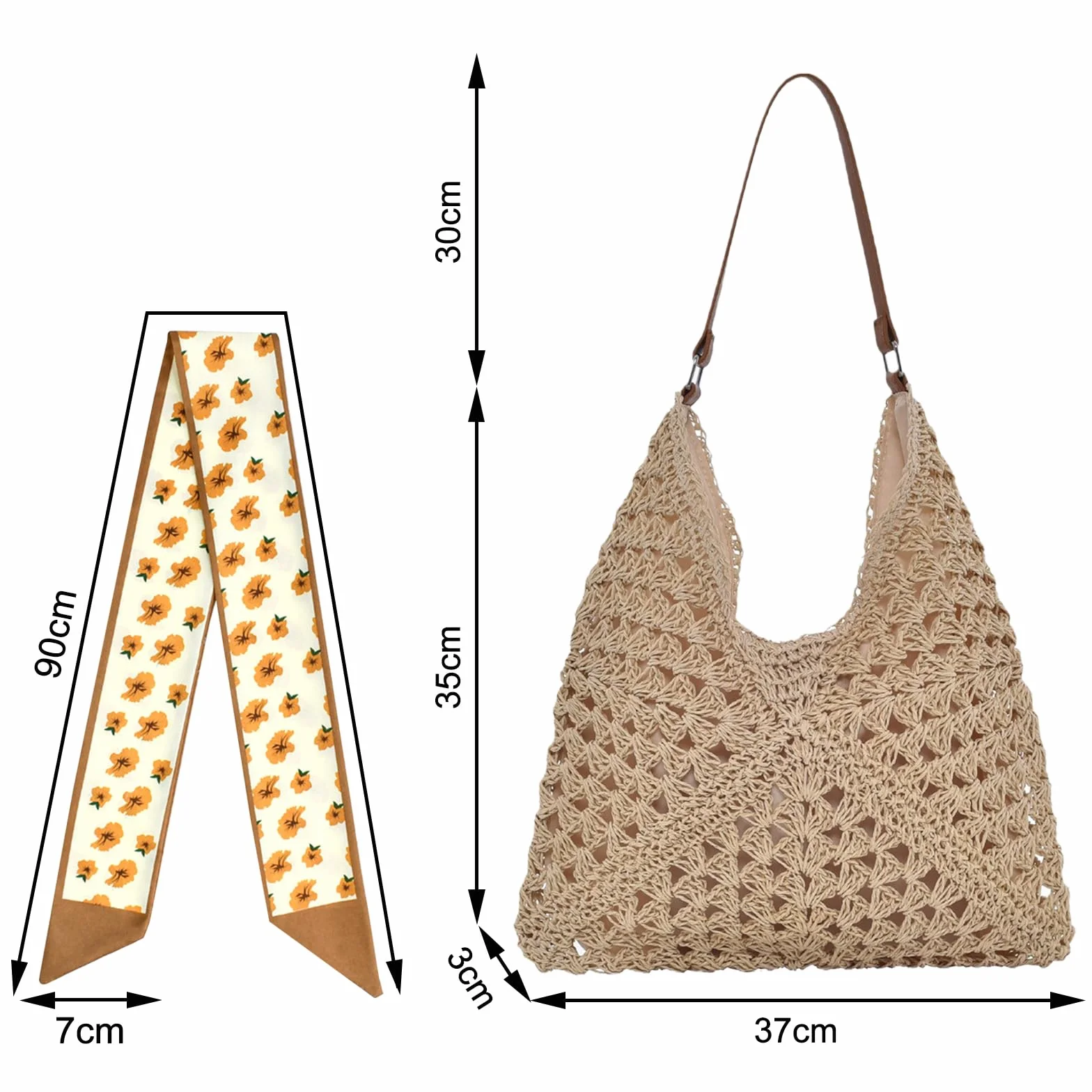 Sac à Bandoulière en Paille pour Femmes, Sac de Plage Bohème Esthétique