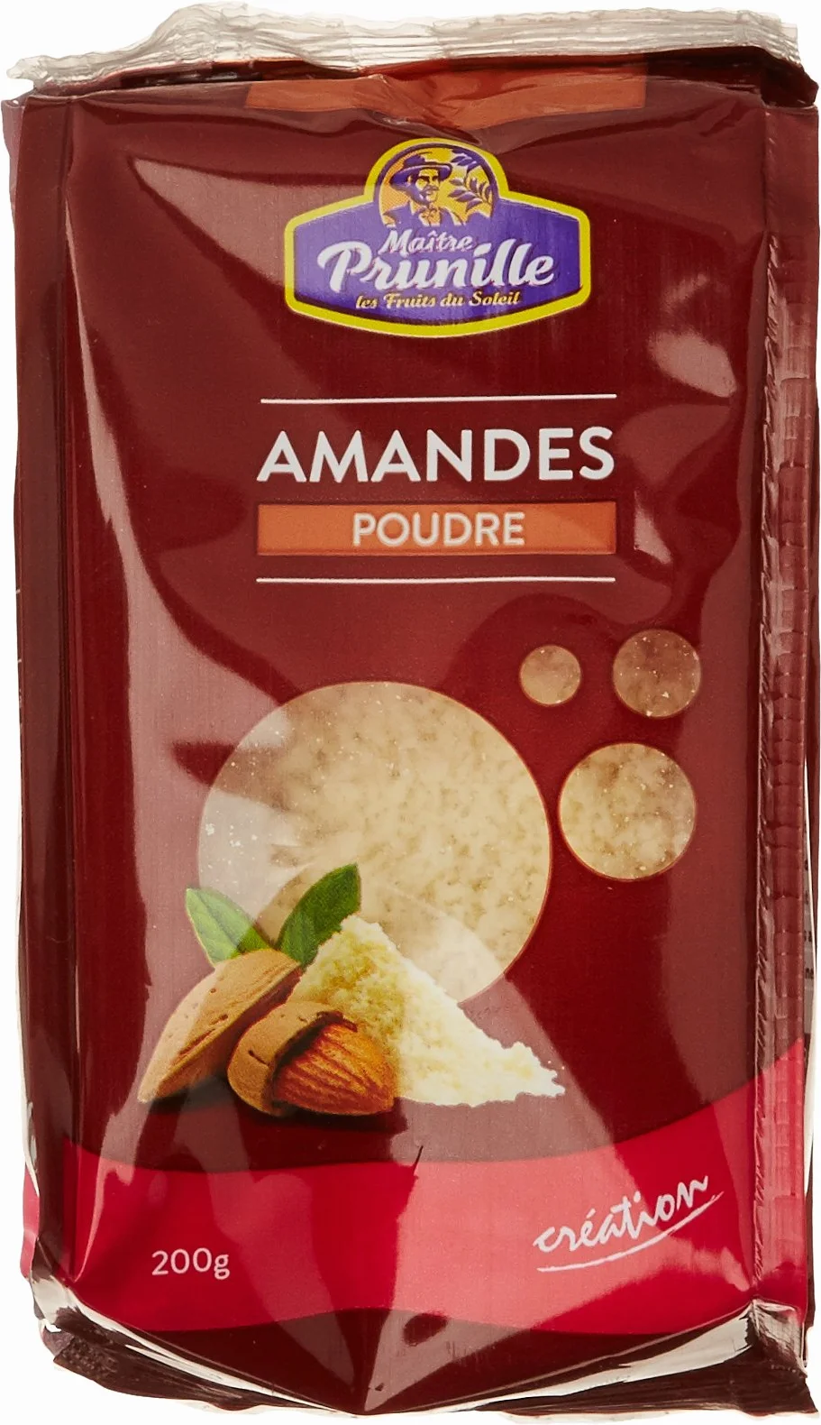 MAÎTRE PRUNILLE - Amandes En Poudre - Source De Magnésium Et Riche En Fibres - Pour Gâteau Et Pâtisserie - 100% Naturel - Sans Conservateur - Sachet 200 g