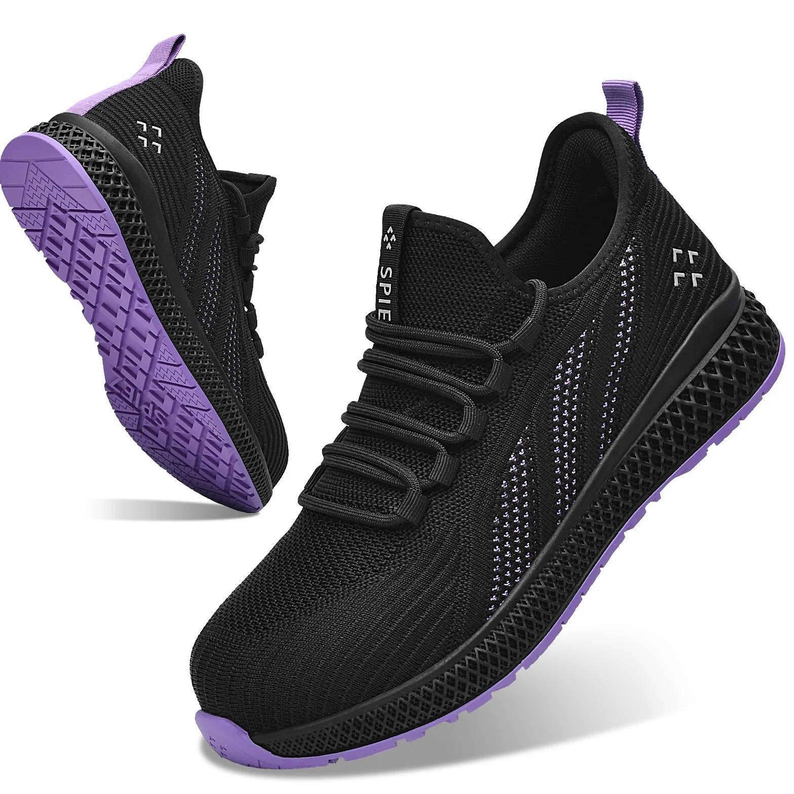 SPIEZ Chaussures de sécurité Femme légères Coque en Composite Sneakers antidérapantes Noir-Violet Taille EU 35-41