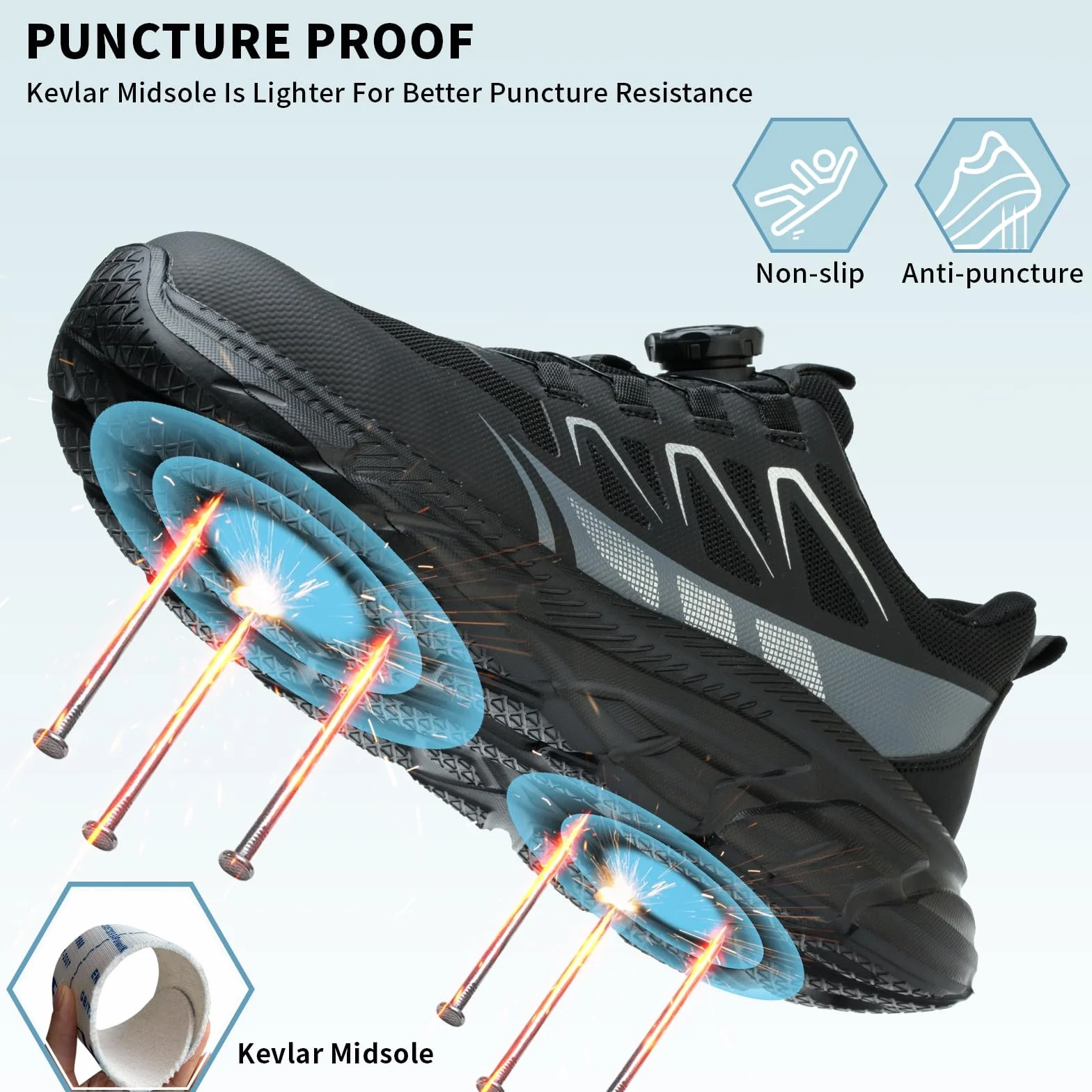 Chaussures de Sécurité Hommes Légère Basket Securite Femme Chaussures de Travail Embout en Acier Respirantes Antidérapante
