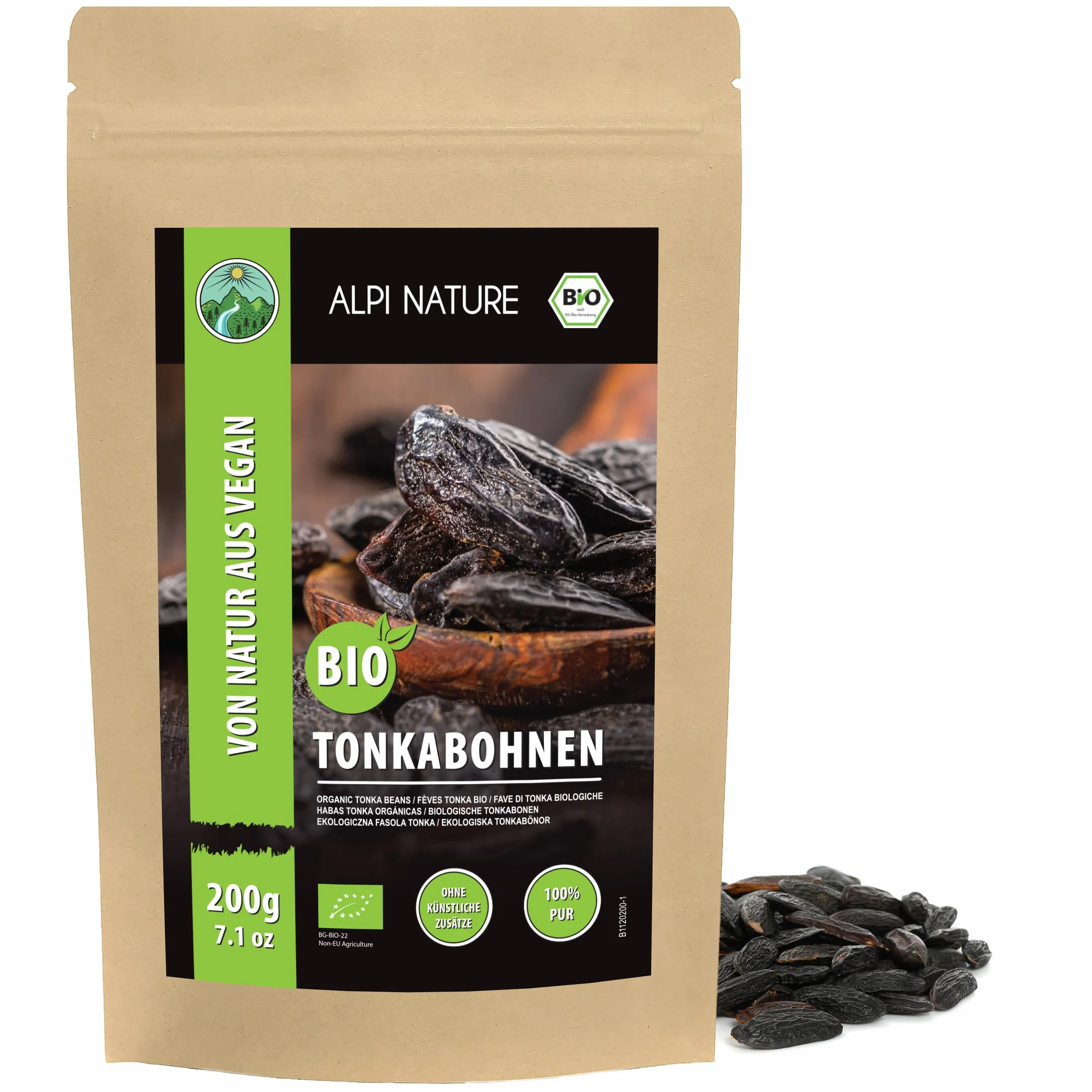 Alpi Nature Feve Tonka BIO 200g, Fève Tonka Entières pour la Cuisine, la Pâtisserie et les Desserts