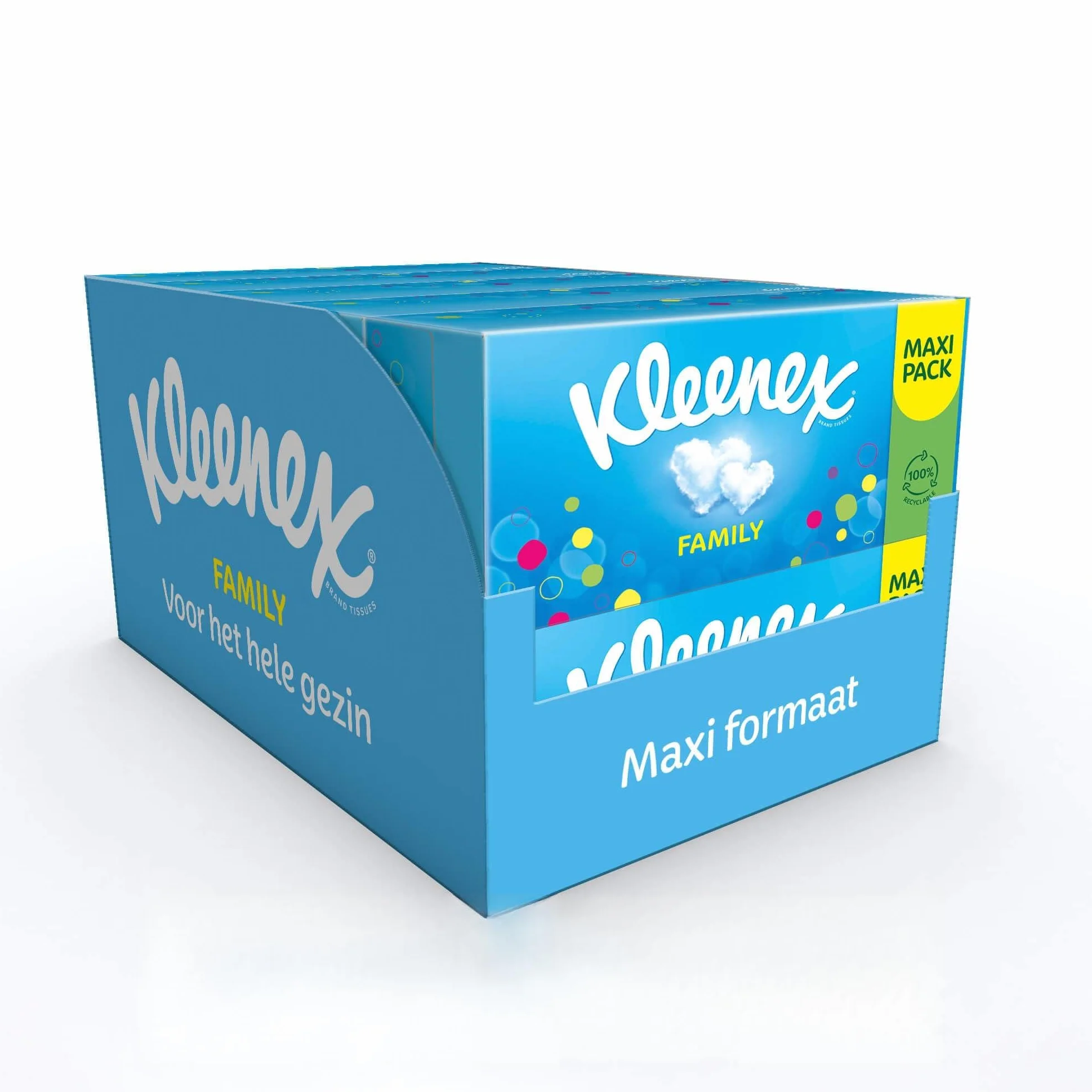 Tissus Kleenex Family - 1280 mouchoirs - 10 x 128 pièces - Coffret cadeau Bleu