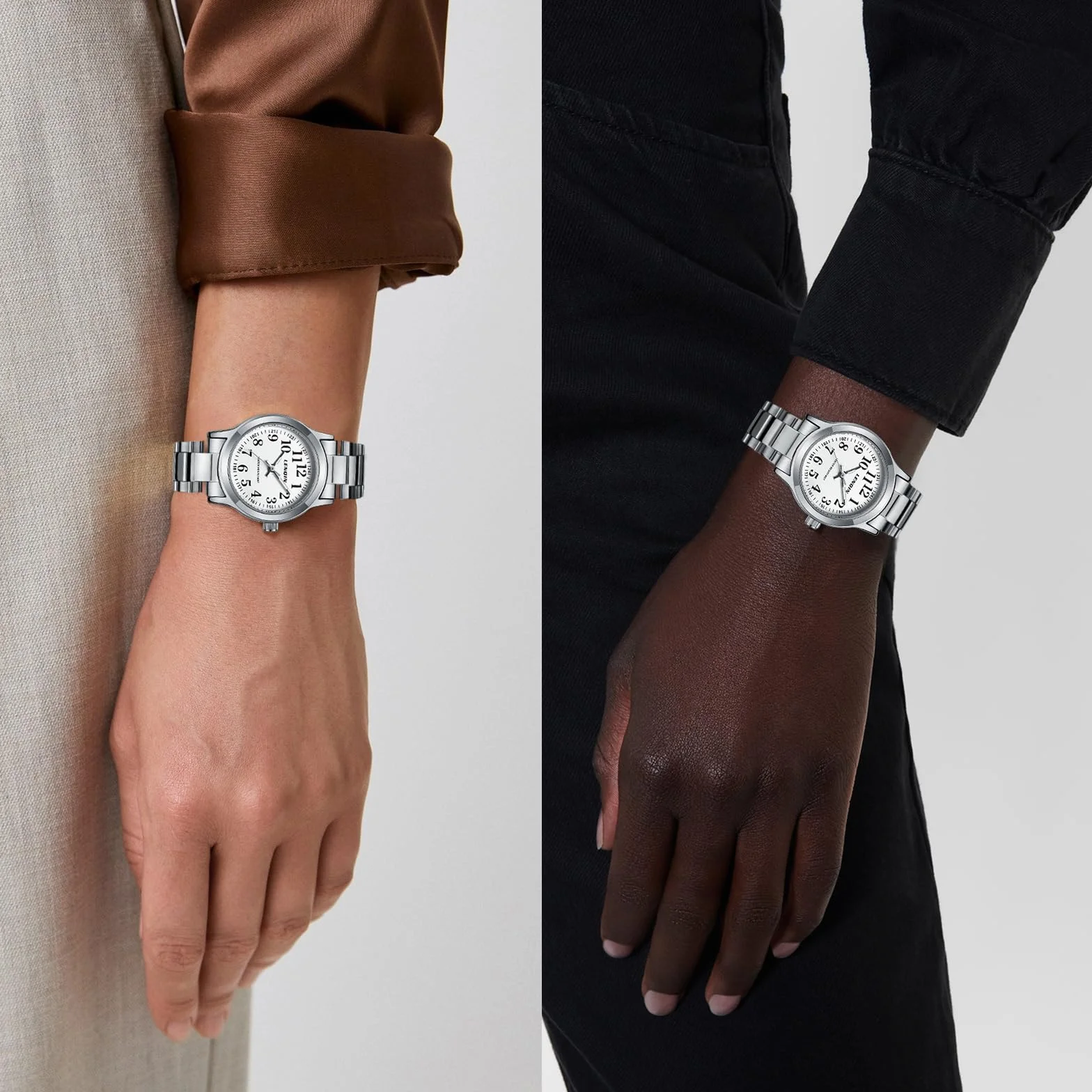 LN LENQIN Montre Femme Acier Inoxydable Quartz Étanche 30M Aiguilles Lumineuses