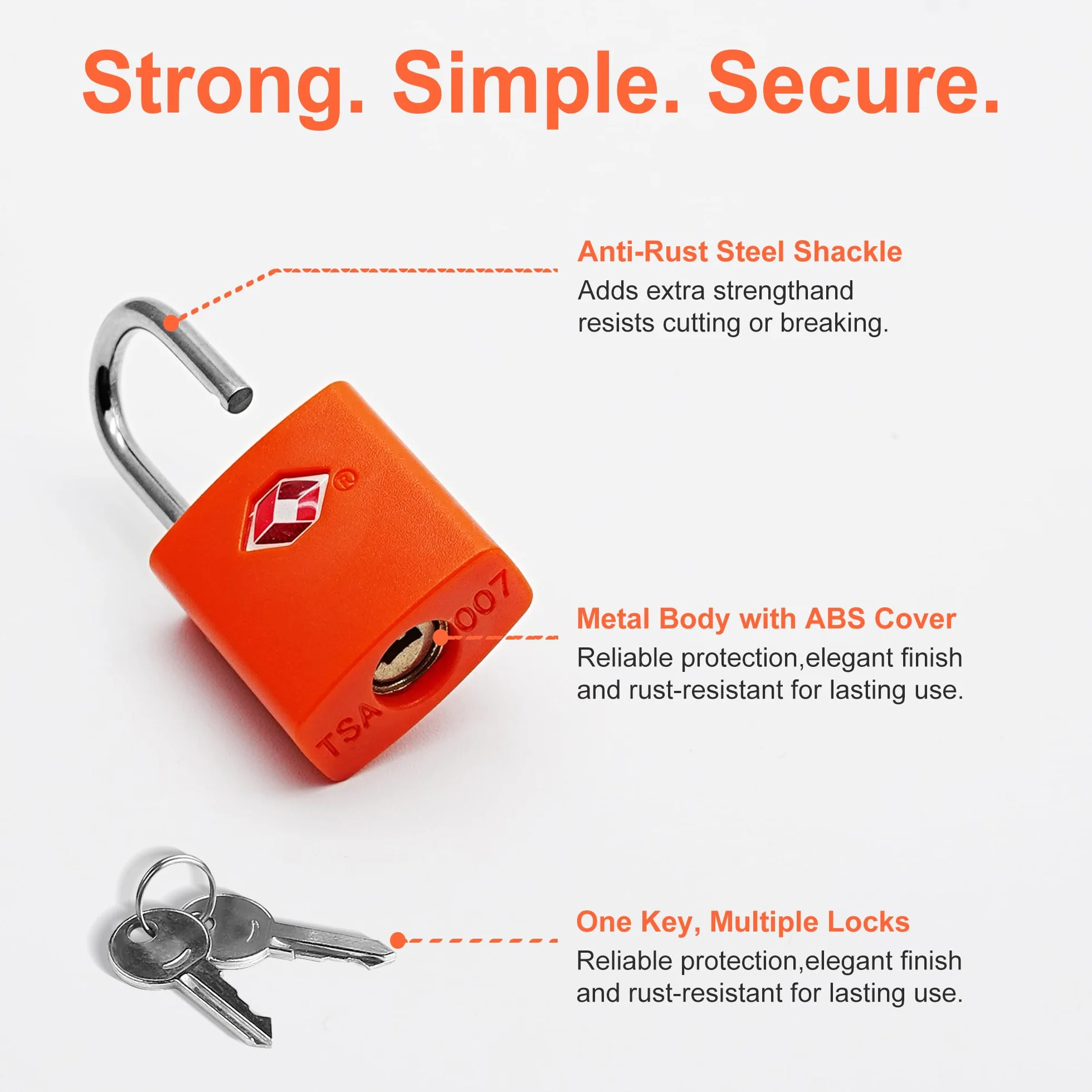 Cadenas TSA Approuvé Officiellement Lot de 4, Cadenas de Voyage en Alliage de Zinc et Plastique ABS avec Clés Identiques