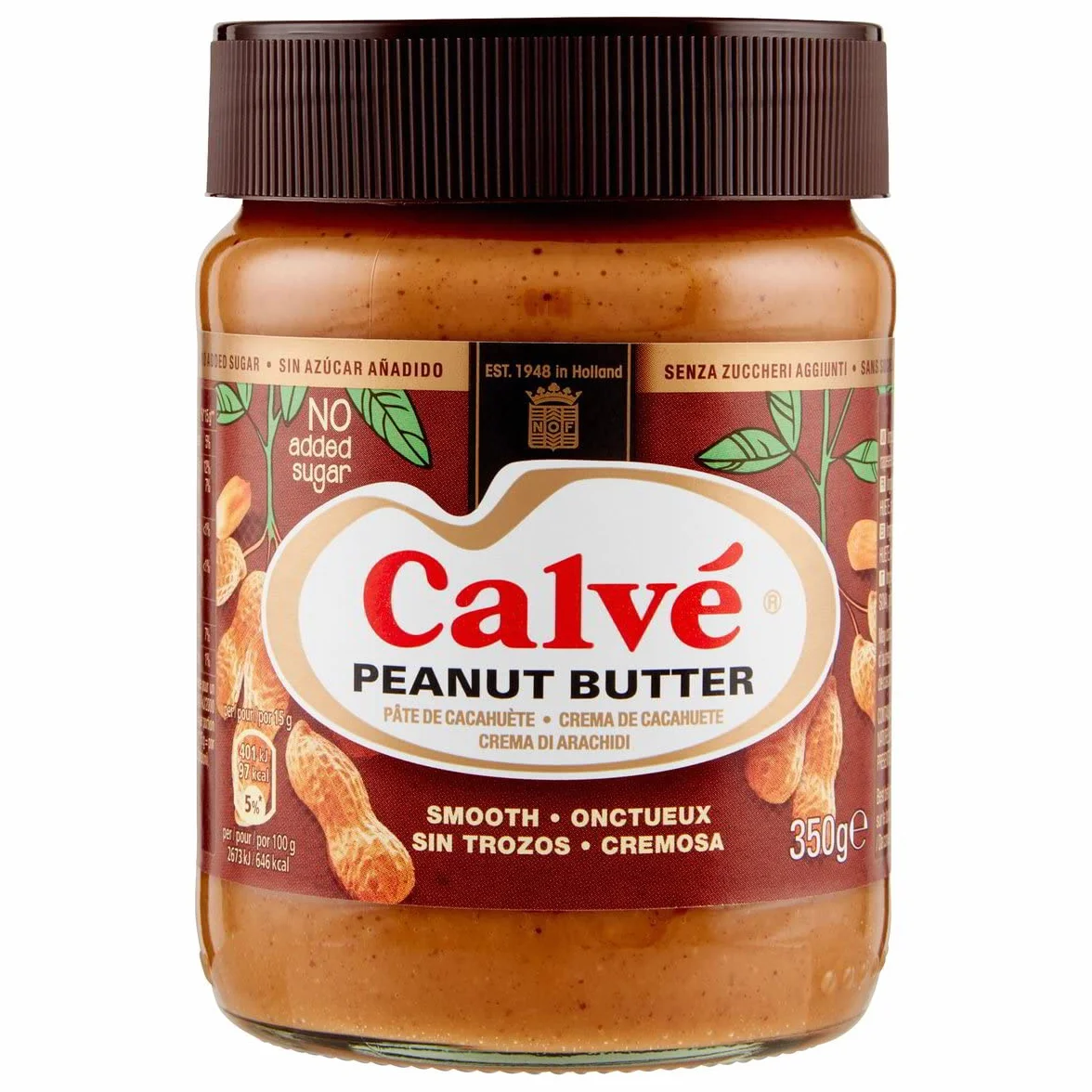 Calvé Pindakaas Beurre de Cacahuètes Pâte à Tartiner, Arachides, Pot, 3 x 350g