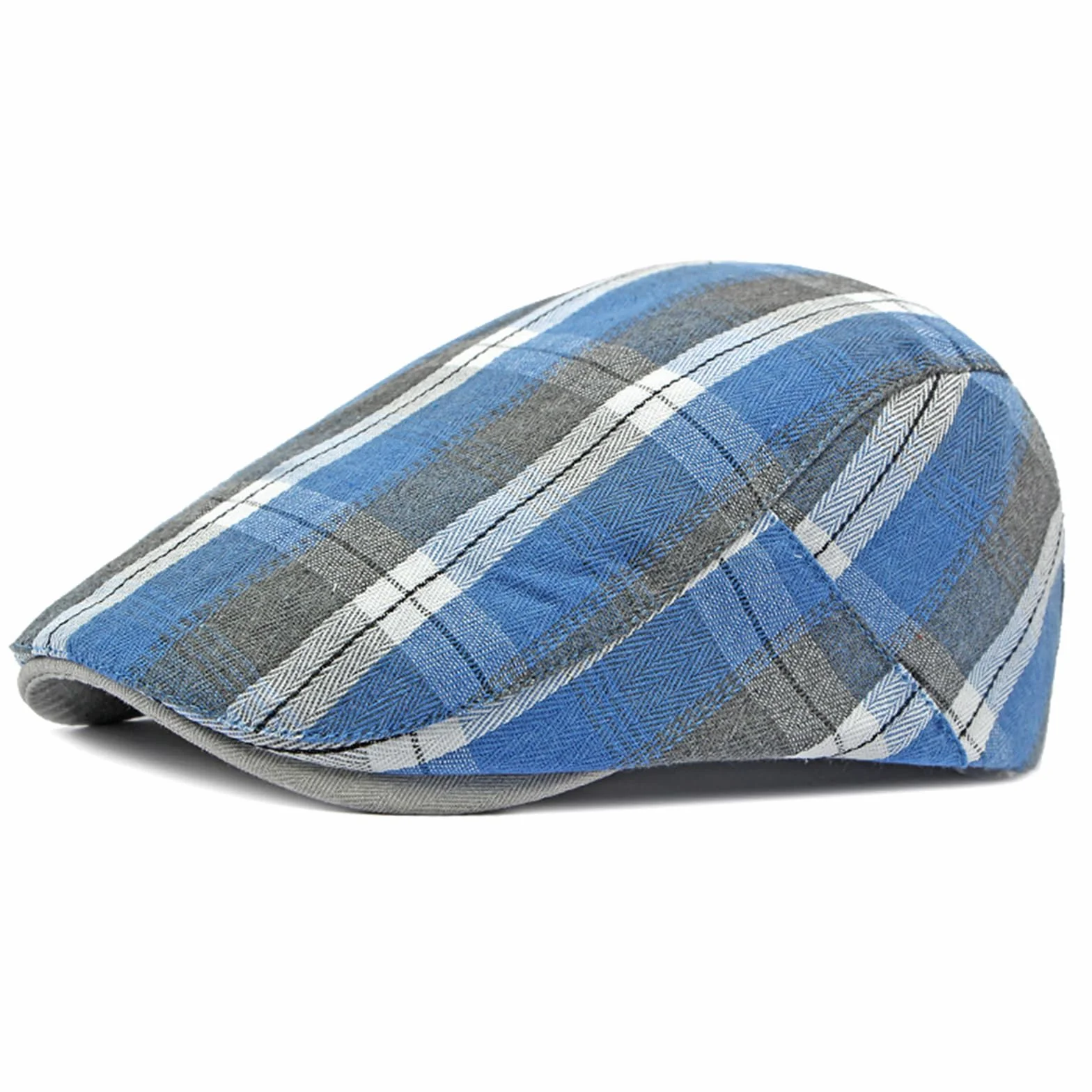 meioro Chapeau Newsboy Rayé à Carreaux Cabbie Beret Ivy Flat Cap Adjustable