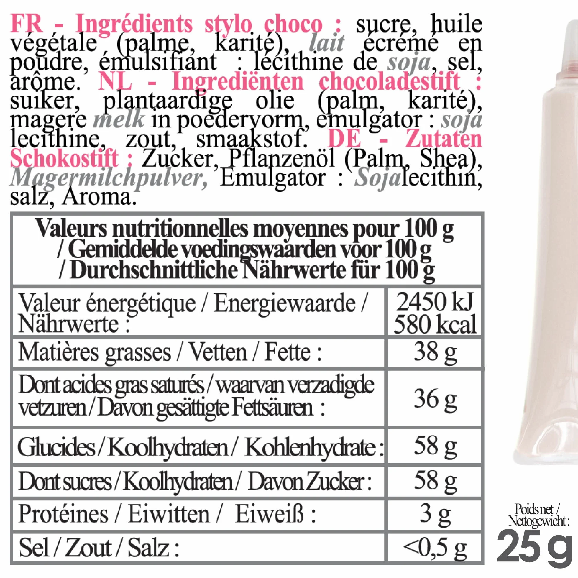 SCRAP COOKING - Stylo Choco Blanc - Crayon Alimentaire Pâtisserie 25 g - Stylo Décoratif Comestible - Écrire & Dessiner sur Desserts, Gâteaux & Biscuits Noël Anniversaire - 6800