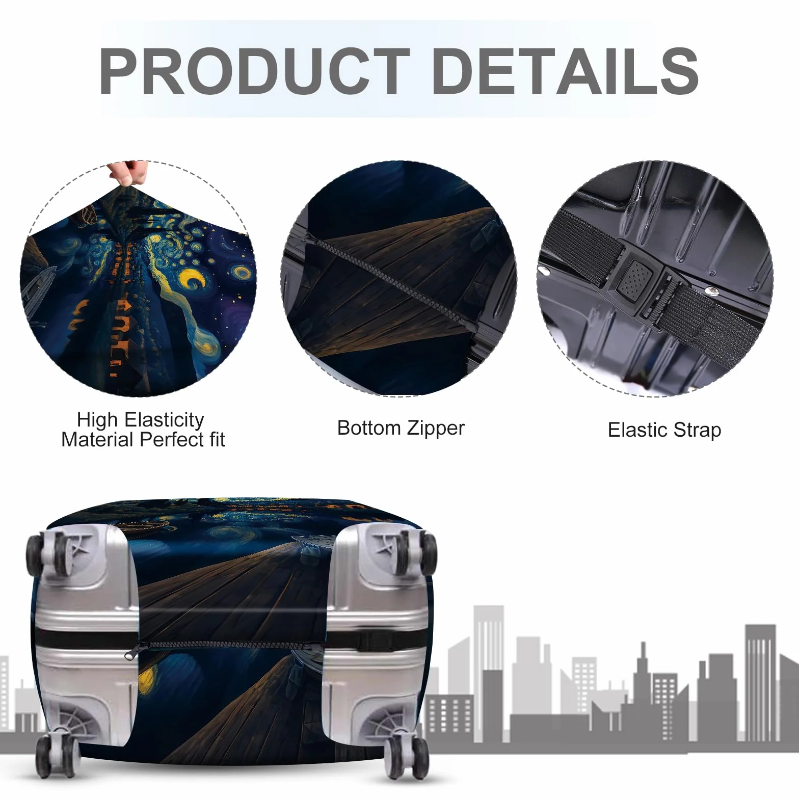 Housse pour Valise Protection Voyage 20-34 Pouces Extensible Lavable Spandex