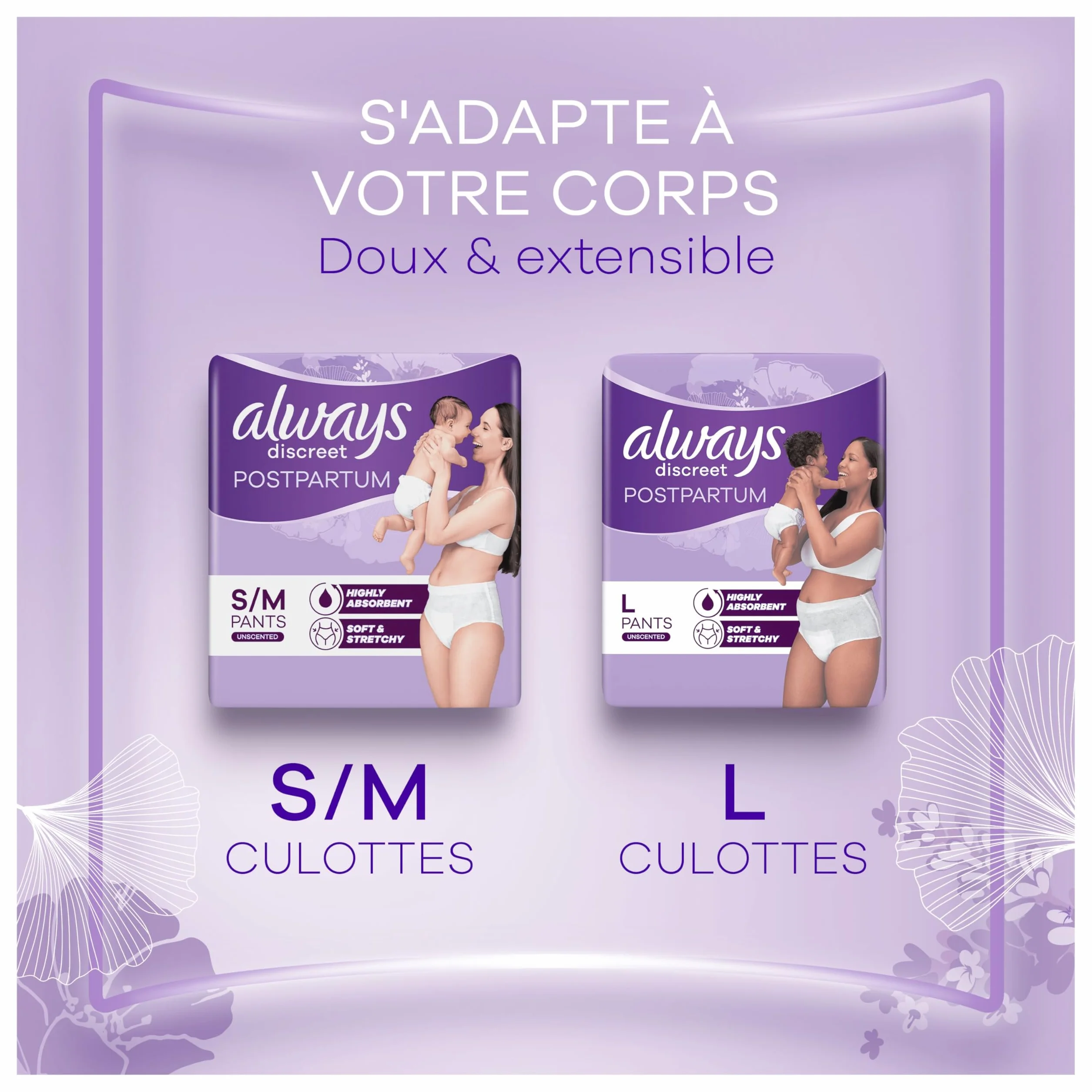 Always Discreet Postpartum Culottes Jetables Taille L Très Absorbante 8 Culottes
