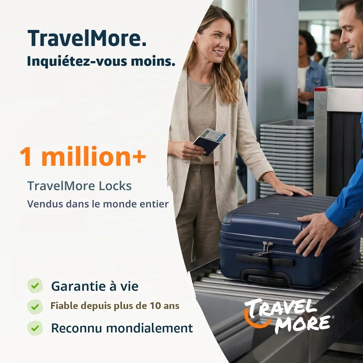 Lot de 4 Cadenas TSA à Clé pour Valise Antivol Bagages Voyage Noir