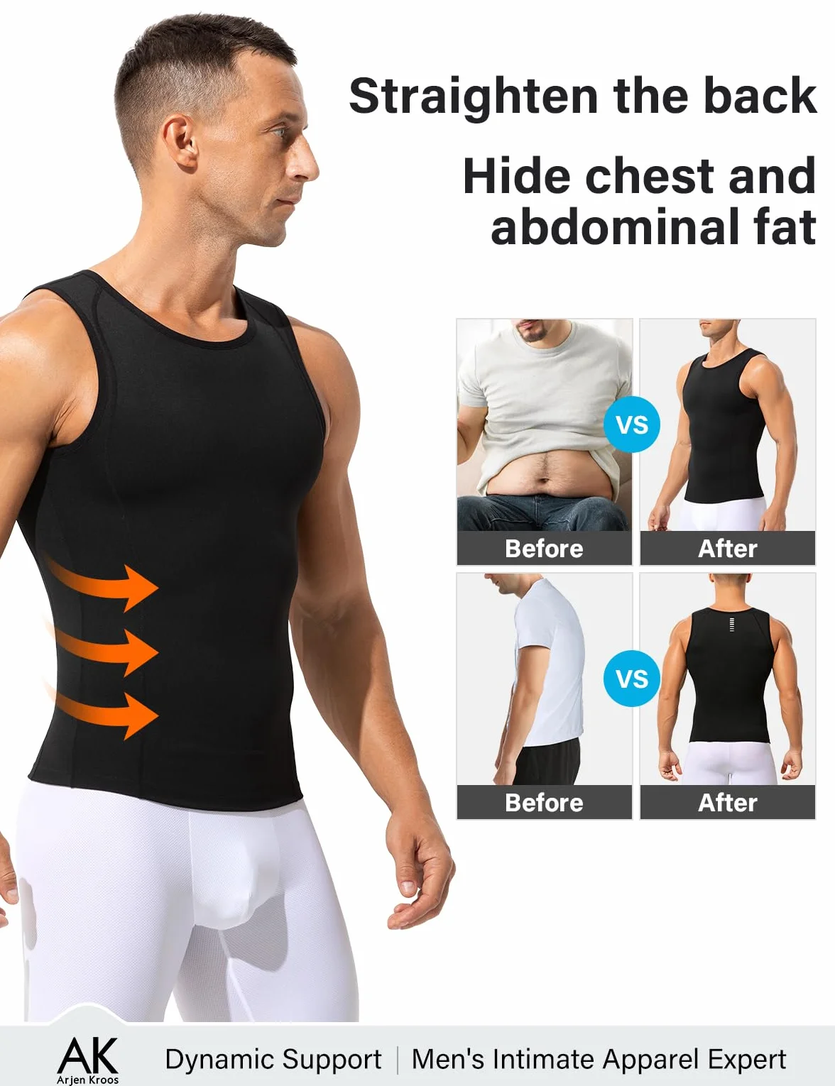 Arjen Kroos Débardeur de Compression Homme Gaine Ventre Plat Body Shaper sans Manche