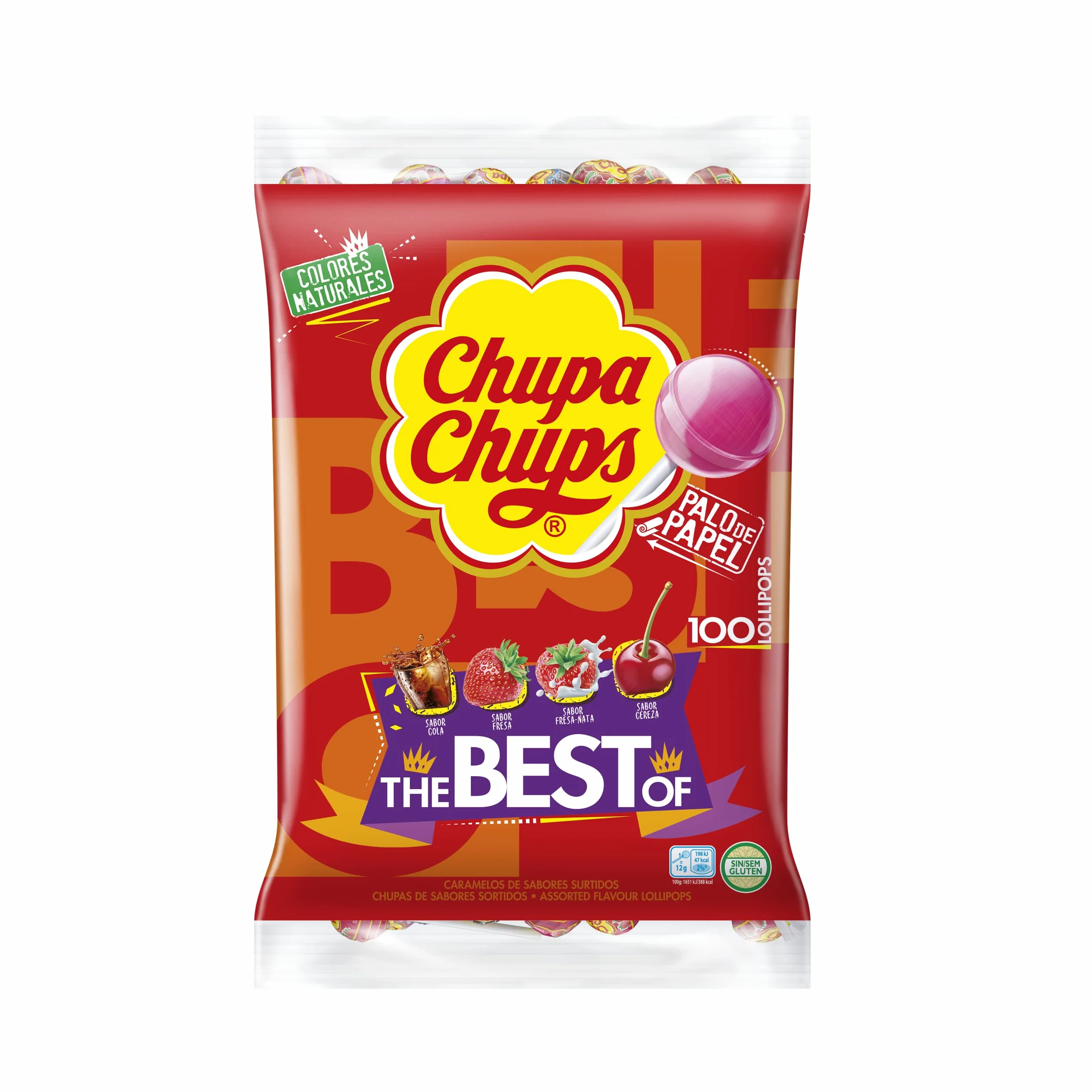 Chupa Chups Original Bonbons avec bâton, aux saveurs variées, 100 x 12 g
