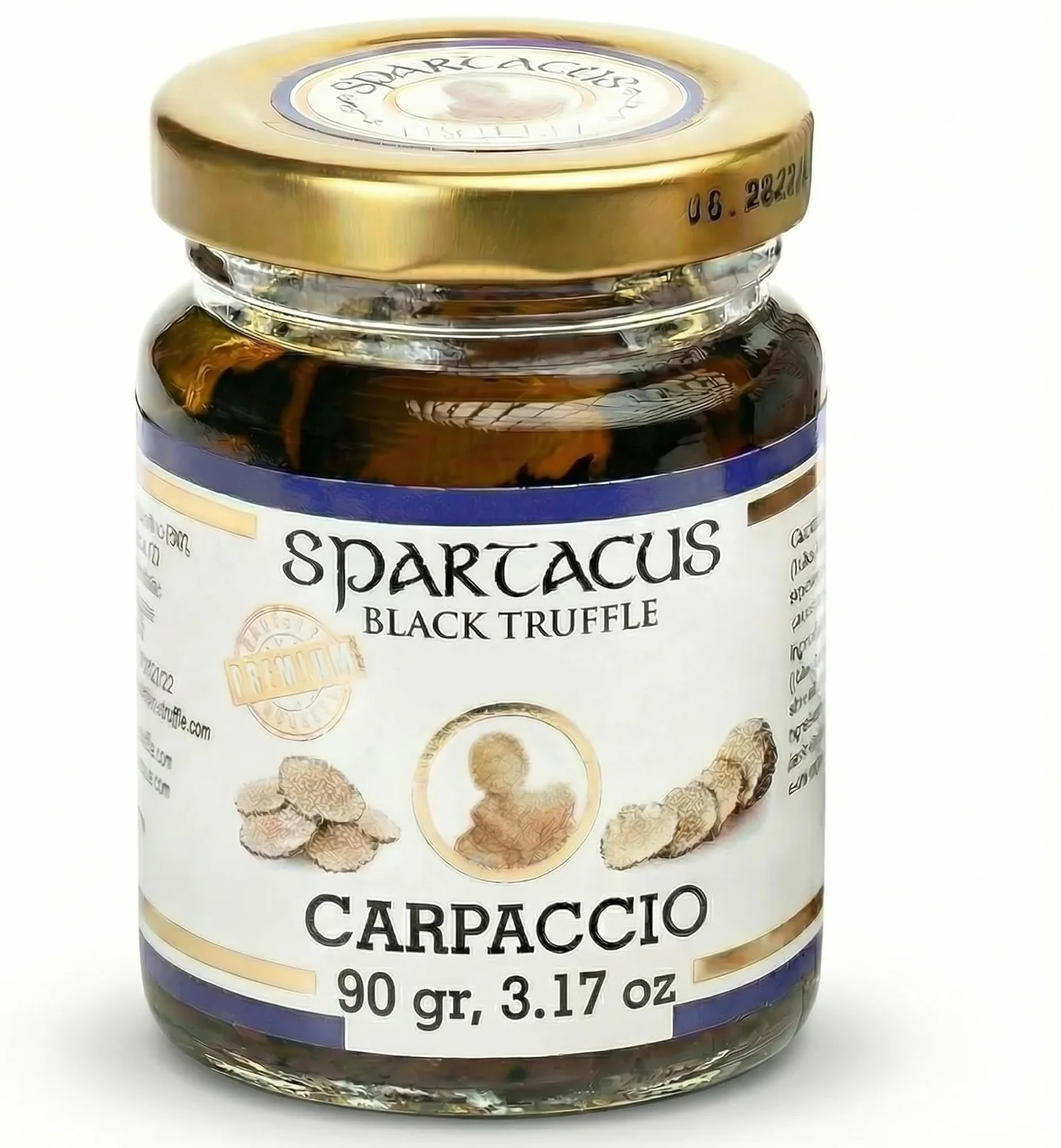 Spartacus Truffle Carpaccio de Truffe Noire 90 g sans arôme ajouté | Pot 90 g de lamelles de truffe d'été, tranche fine à parsemer, végétalien, coffret gourmand