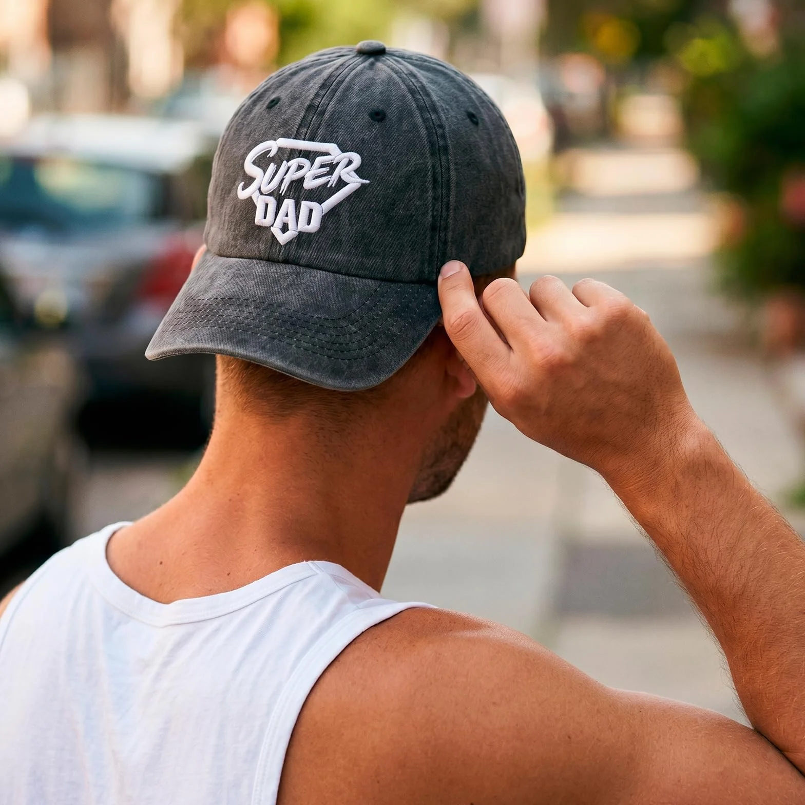 Casquette Brodée Super Dad Chapeau Baseball Réglable Homme Vintage Cadeau Fête des Pères