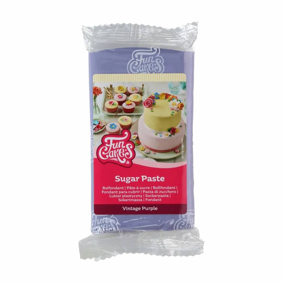 FunCakes Pâte à Sucre Violet Vintage: facile à utiliser, lisse, flexible, douce et pliable, e pour la décoration de gâteaux, halal, casher et sans gluten 250 g
