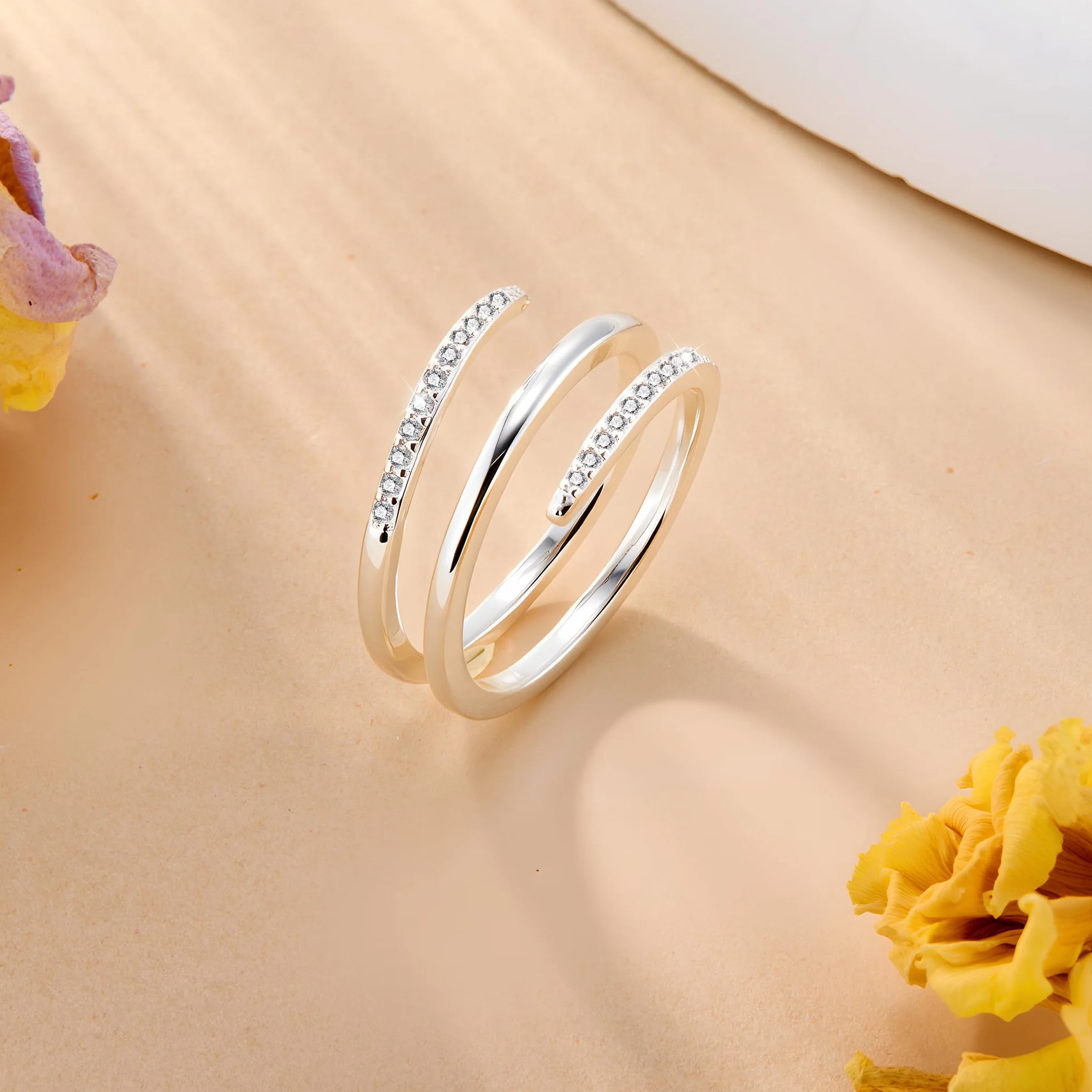 ALEXCRAFT Bague Argent 925 Femme Infini Zircone Réglable Hypoallergénique
