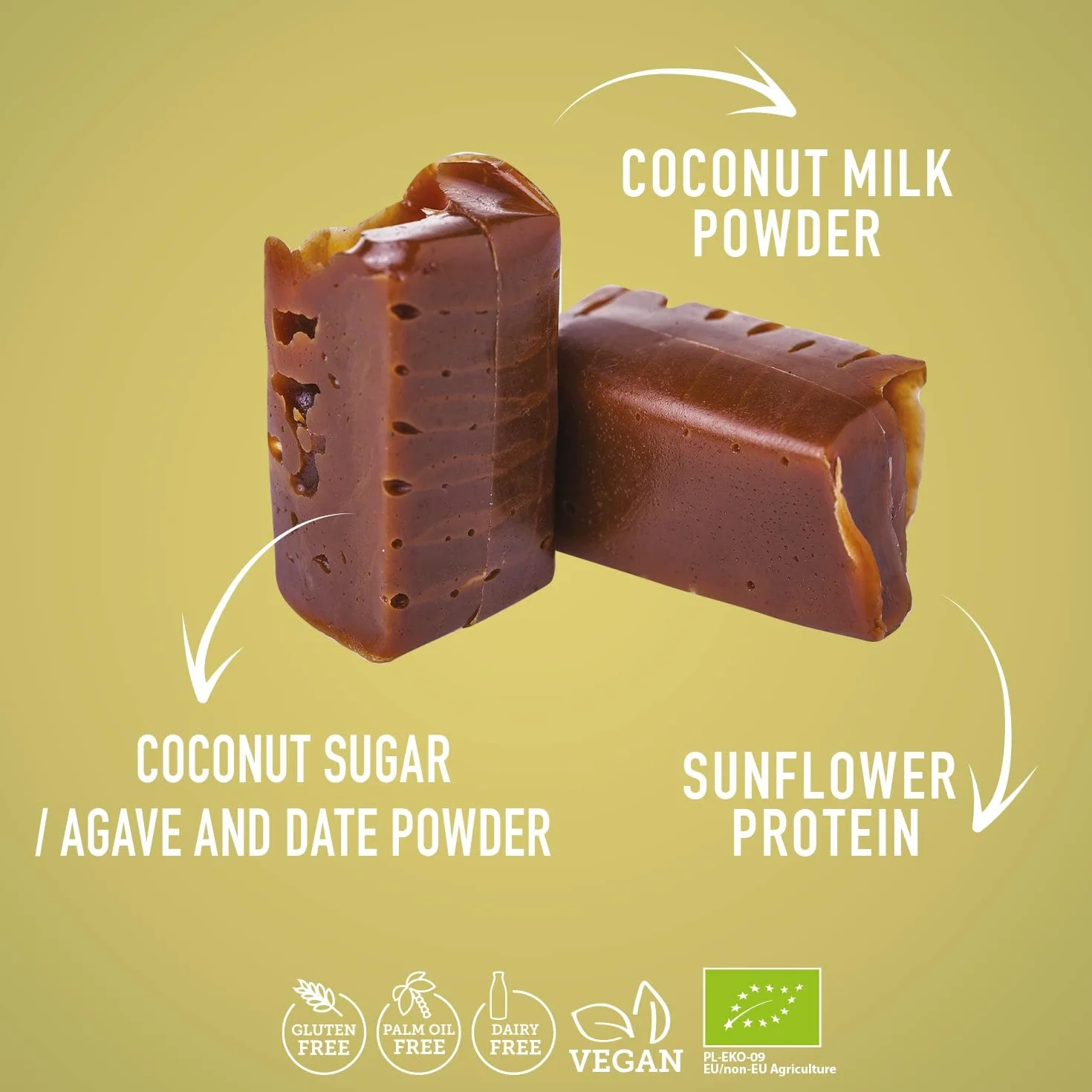 SUPER FUDGiO Bonbons bio végétaliens et sans gluten - mix fruité – Bonbon à base d'ingrédients naturels - Avec lait de coco 100 % bio et sucre de noix de coco | Kit Sucré 6 x 150 g